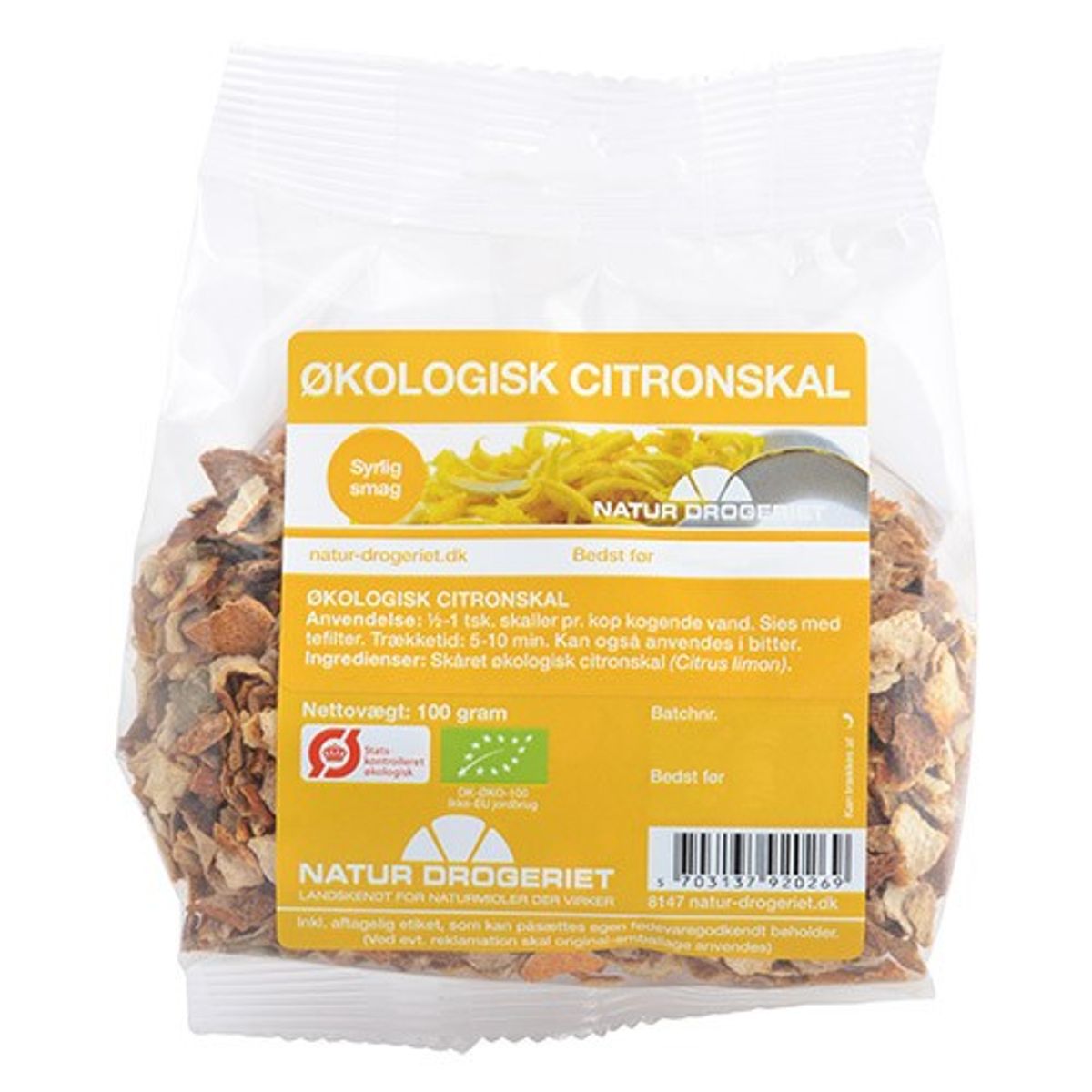 Citronskal tørret Økologisk - 100 gram - Natur-Drogeriet