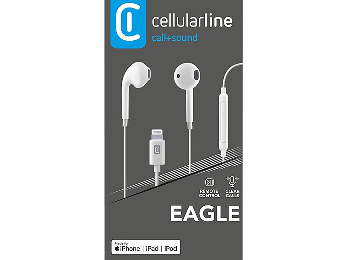 CL headset lightning MFI Earplugs EAGLE egg-capsule, med svarknap & mikrofon. Hvid