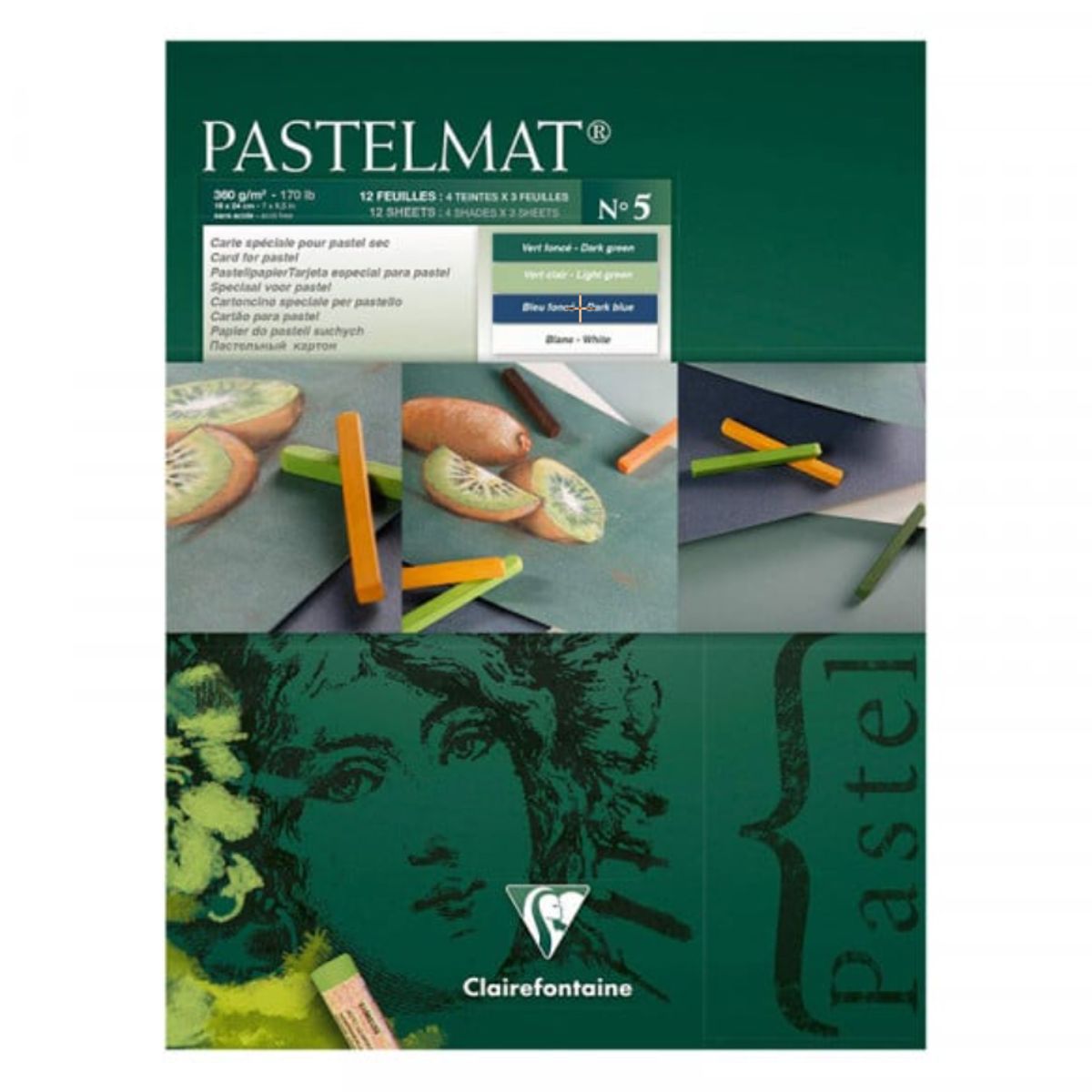 Clairefontaine Pastelmat No5 12 Ark 18x24 360g