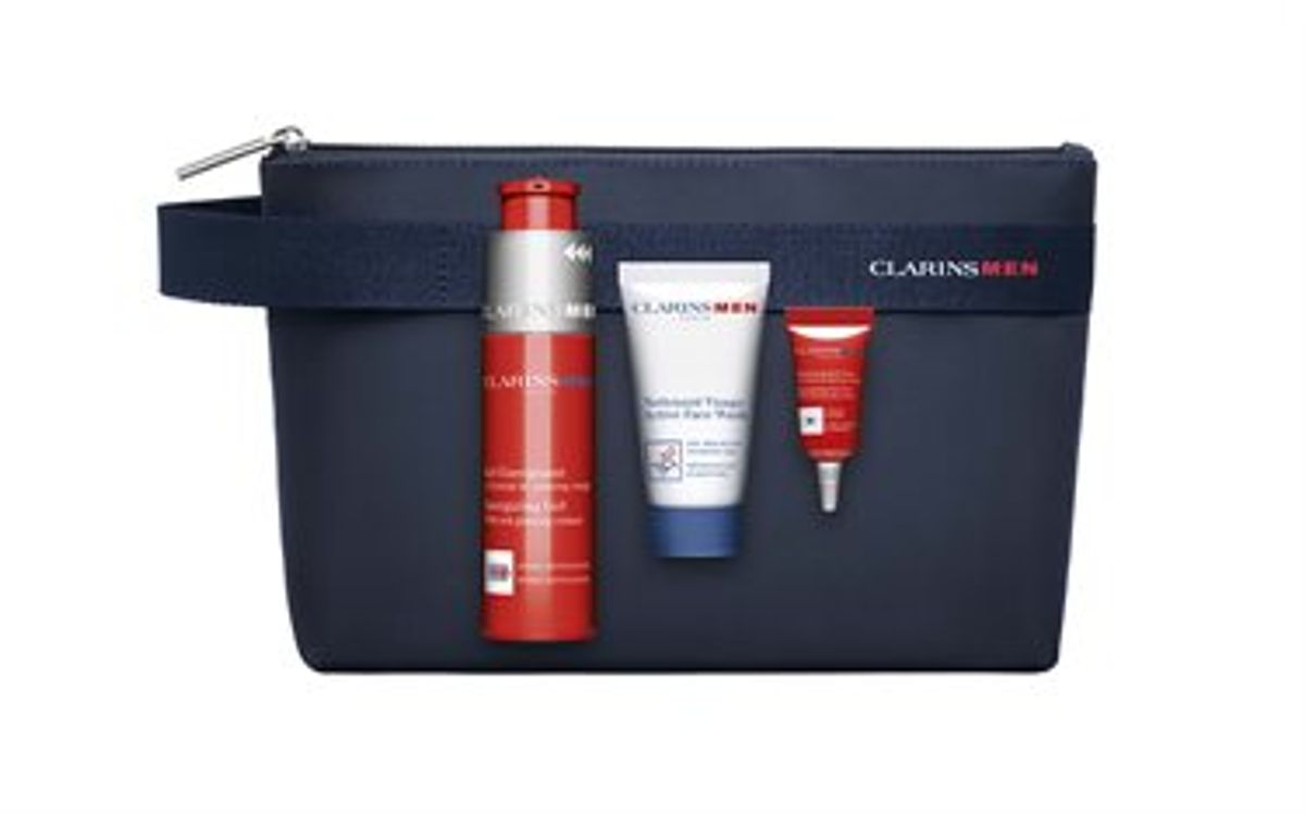 Clarins Men Energizing Gel 50 ml - Energizing Eye Gel 3 ml - Active Face Wash 30 ml.