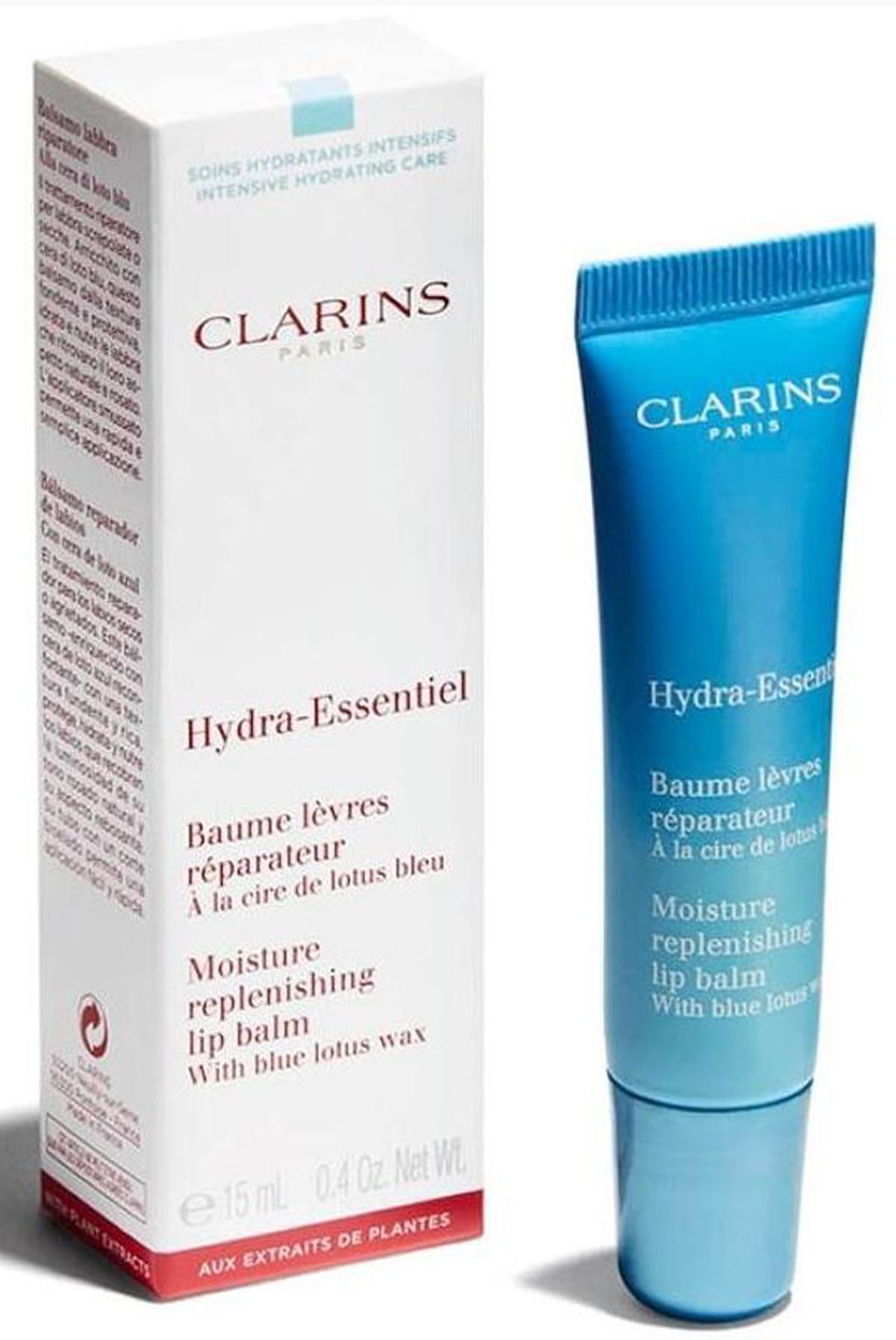 Clarins paris hydra-essentiel moisture replenishing lip balm with blue lotus wax 15ml