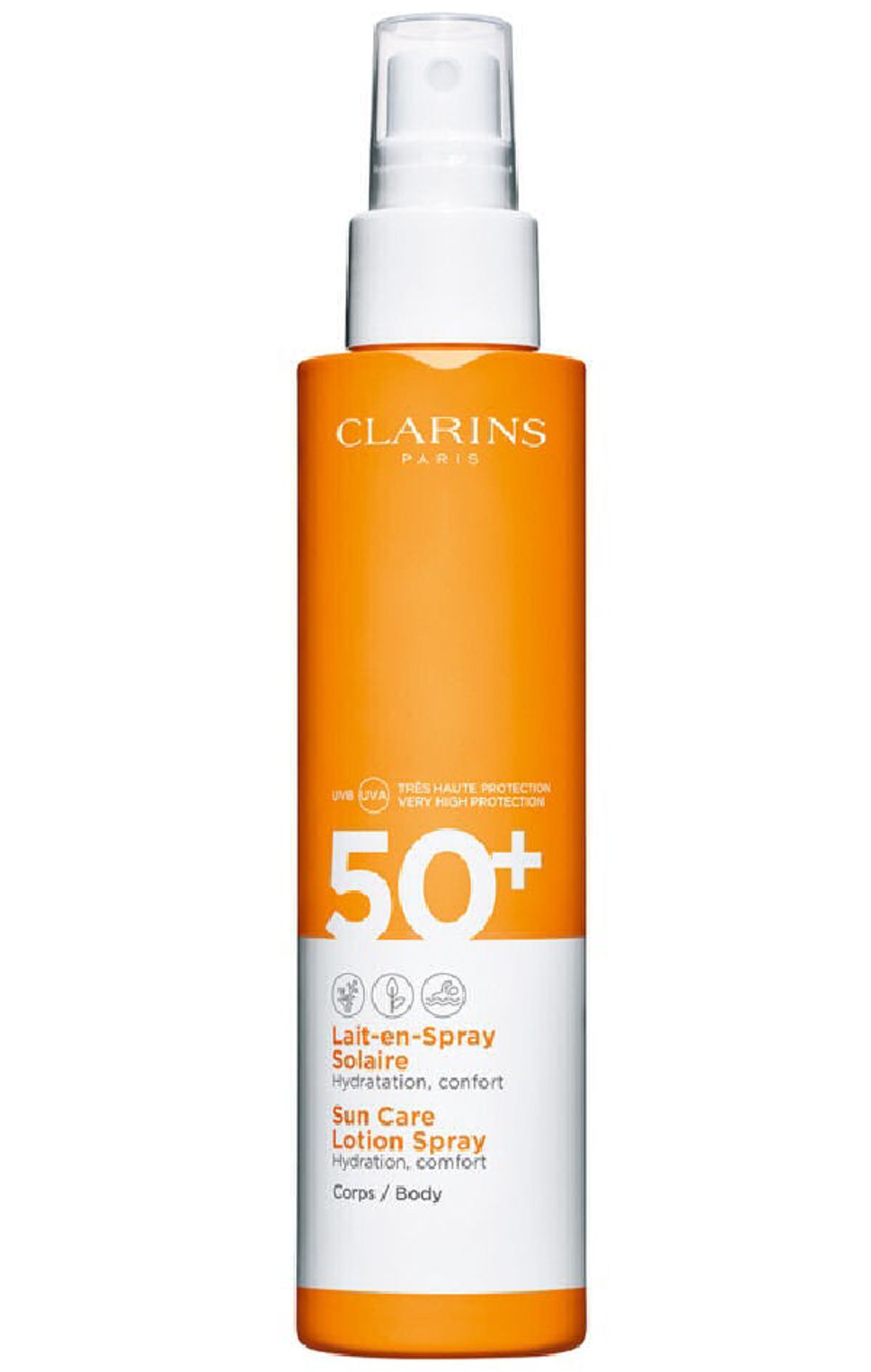 Clarins paris sun care lotion spray body 50+ very high protection 150ml