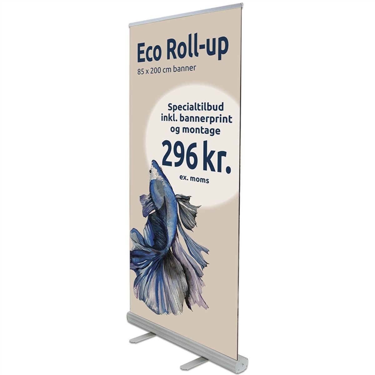 Classic Roll-up enkeltsidet - 85x200 cm - sølv - med banner og print