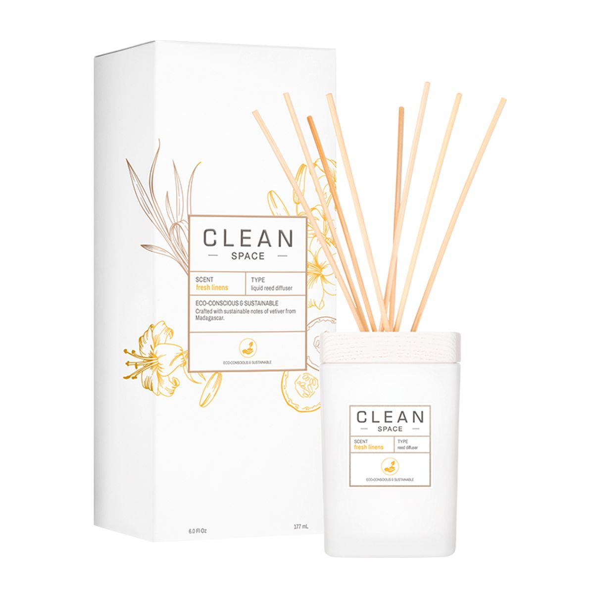 Clean Space Fresh Linens Diffuser 177 ml.