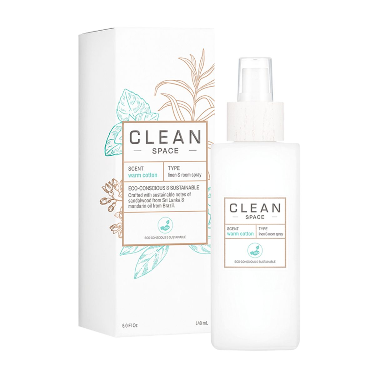 Clean Space Warm Cotton Linen & Room Spray 148 ml.