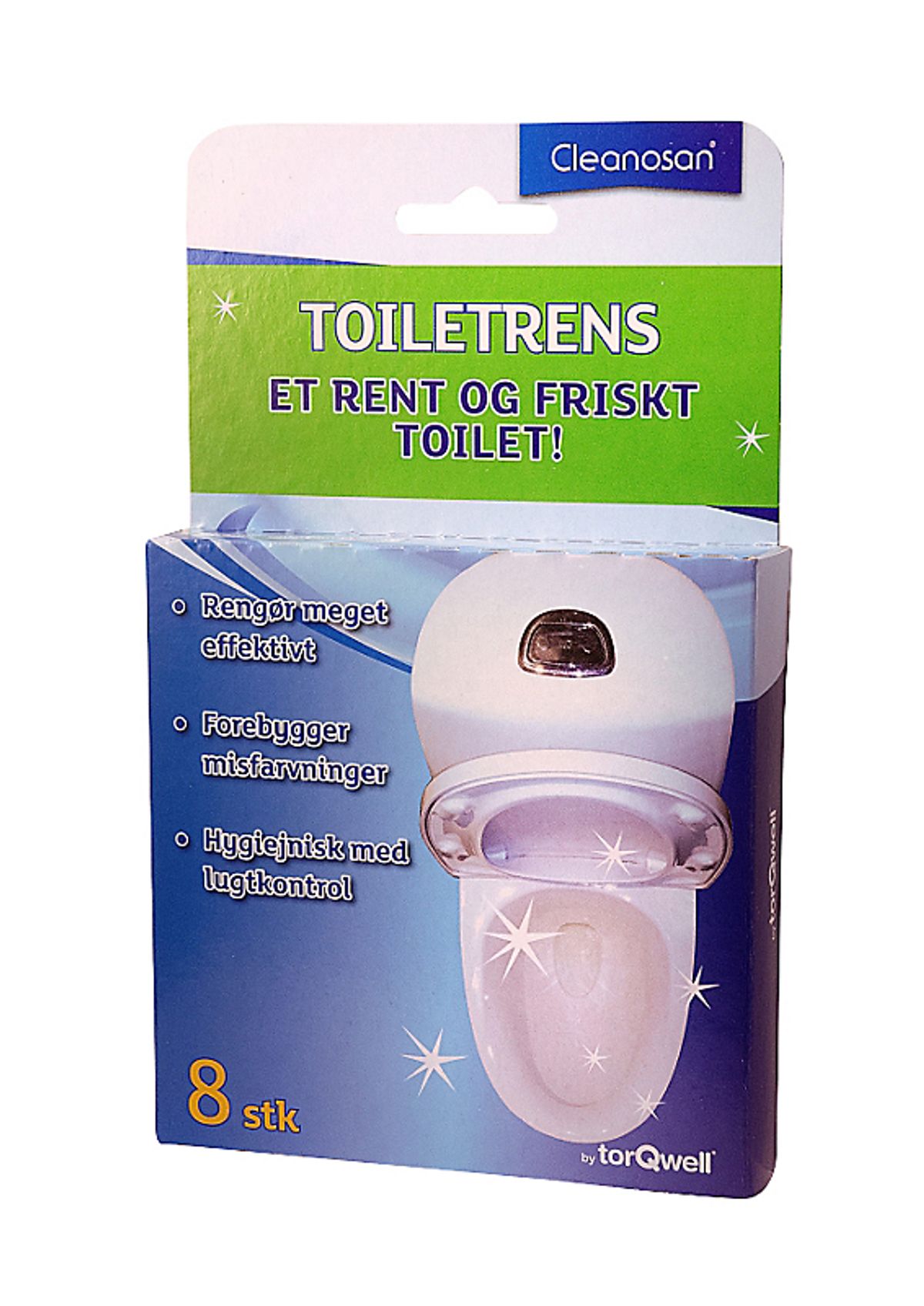 Cleanosan toiletrens tabs fjerner misfarvninger og dårlig lugt - pakke a 8 stk