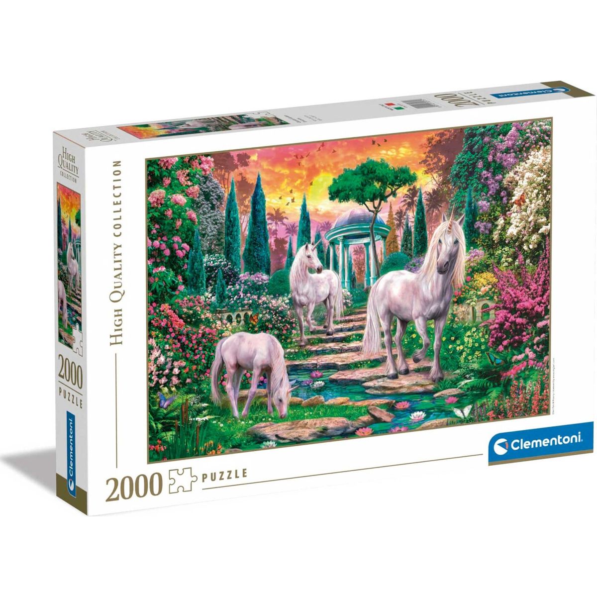 Clementoni Puslespil - Classical Garden Unicorns - High Quality - 2000 Brikker