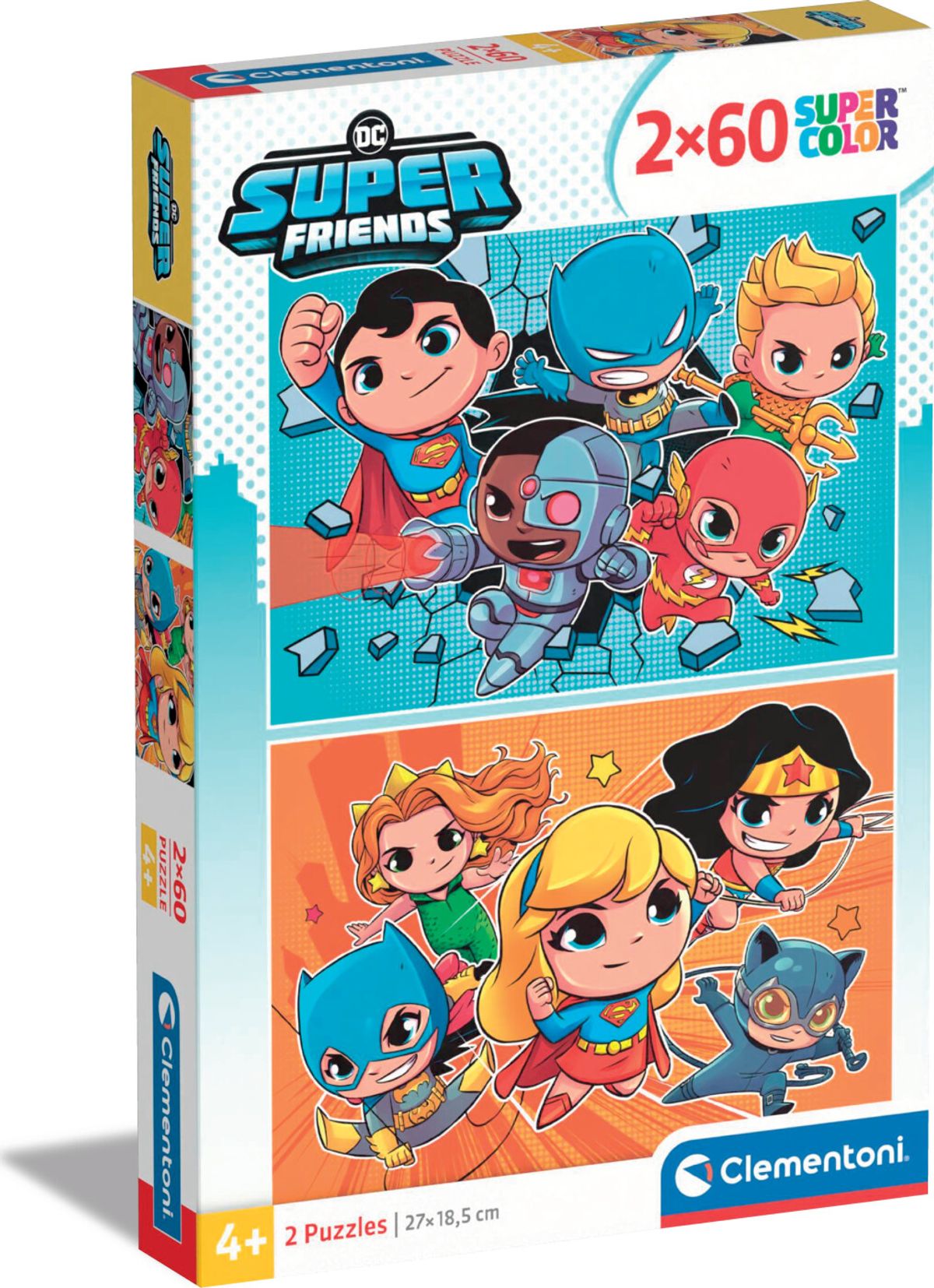 Clementoni Puslespil - Dc Super Friends - Super Color - 2 Stk Med 60 Brikker