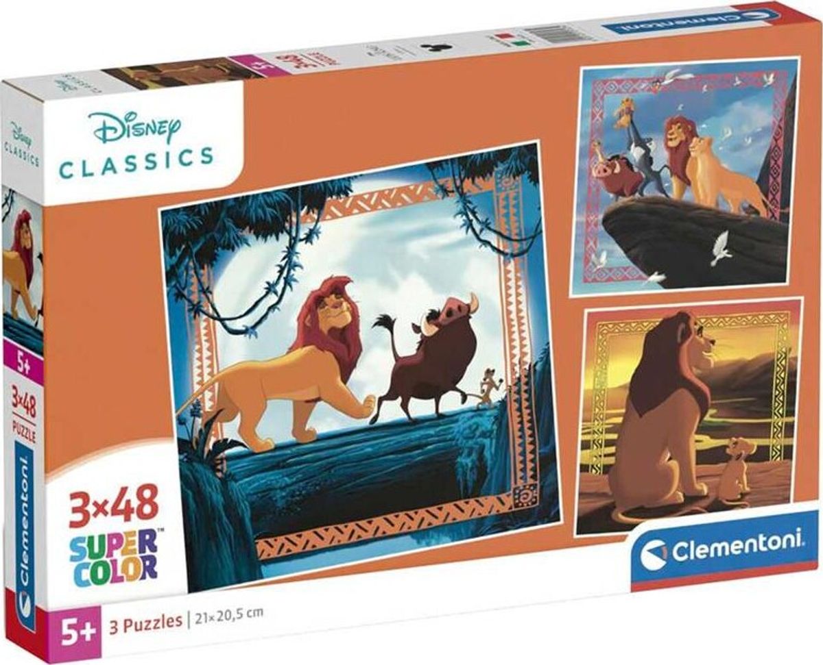 Clementoni Puslespil - Disney Løvernes Konge 3-i-1 - 3x48 Brikker