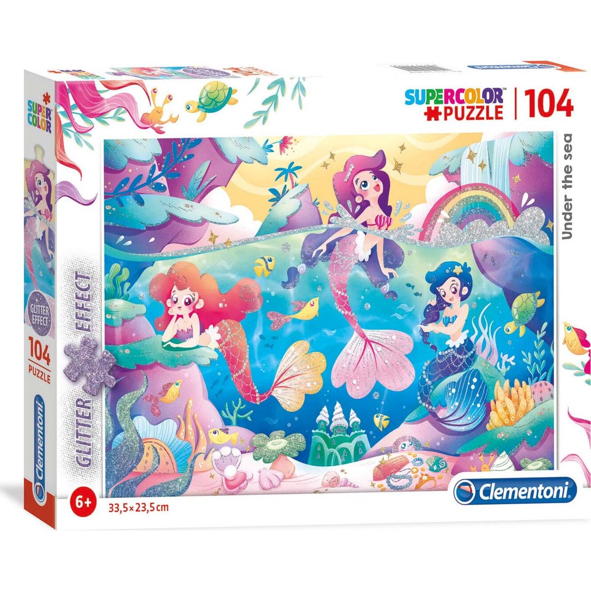 Clementoni Puslespil - Glitter Effect - Under The Sea - 104 Brikker