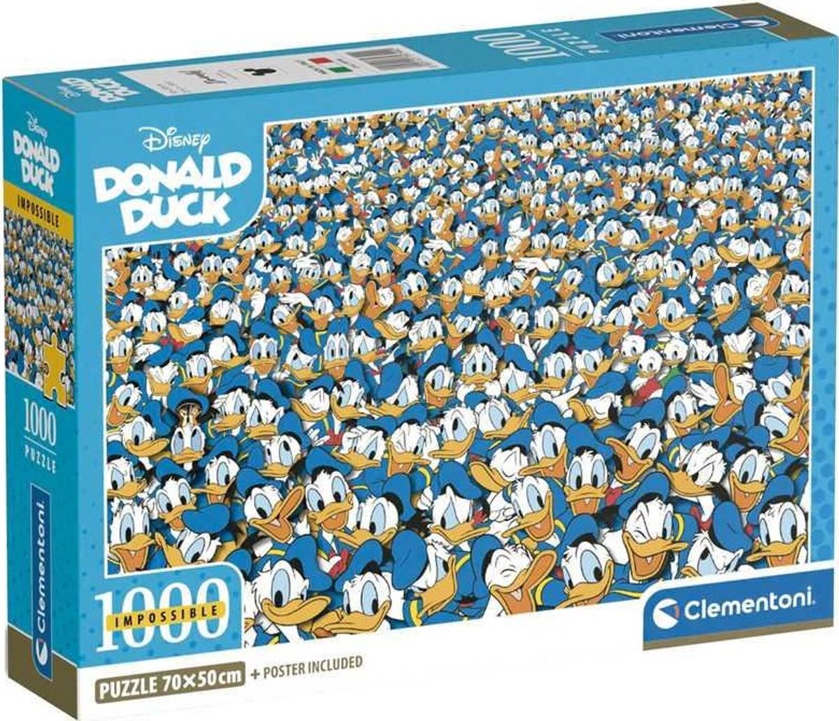 Clementoni Puslespil - Impossible Donald Duck - High Quality - 1000 Brikker