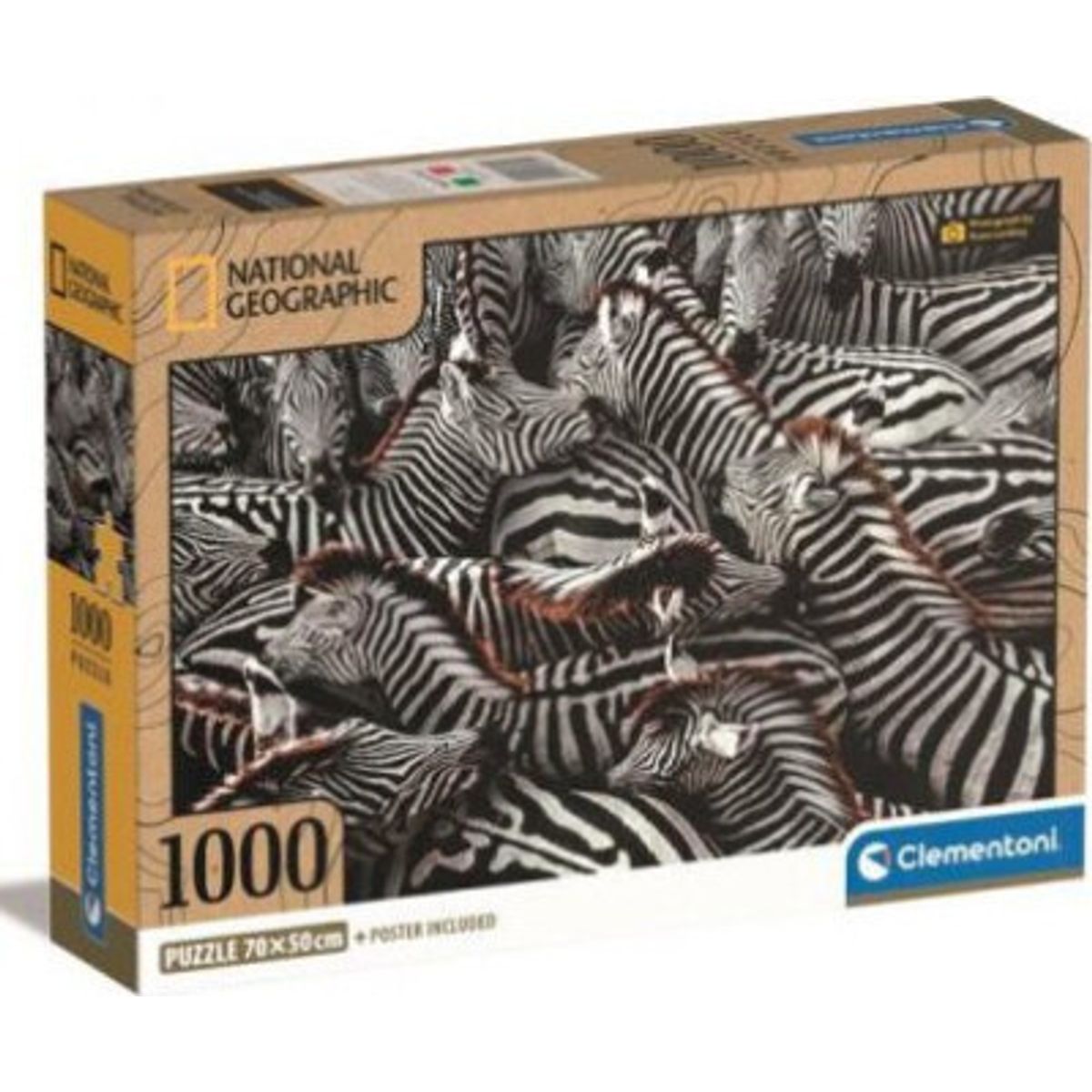 Clementoni Puslespil - National Geographic Zebra - 1000 Brikker