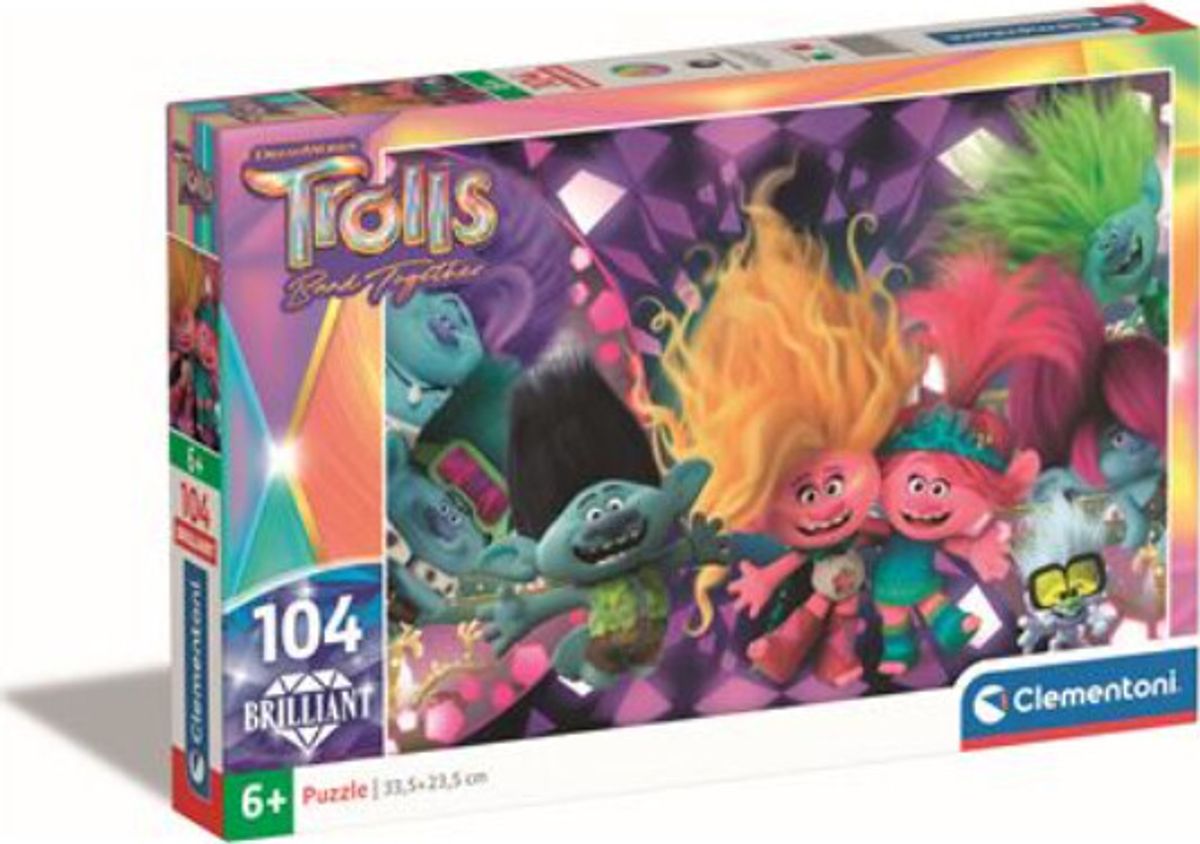 Clementoni Puslespil - Trolls 3 - Brilliant - 104 Brikker