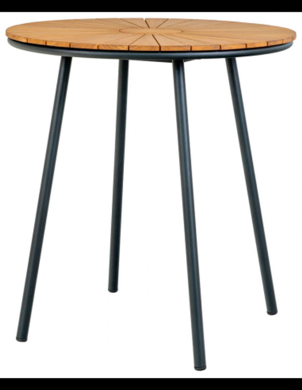 CLEVE Rundt cafébord i metal og teaktræ H74 x Ø70 cm - Sort/Teak