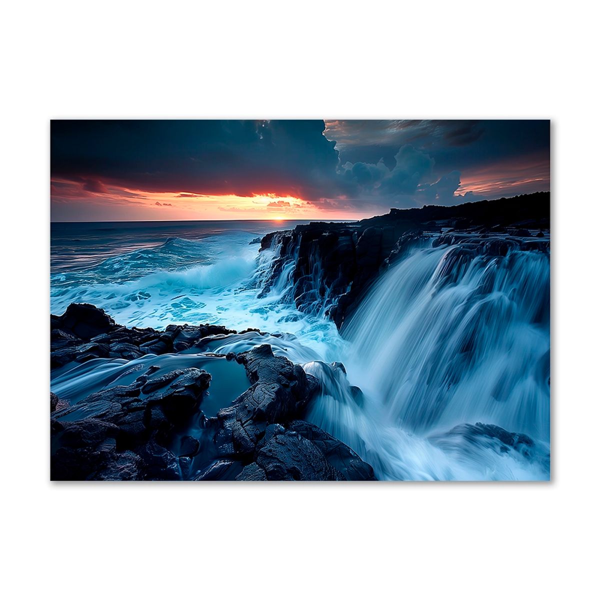 Cliffside Cascade - 90x120 cm. - Ingen