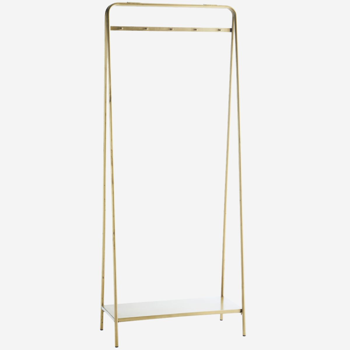 Clothes rack w/ shelf and hooks i Ant.brass