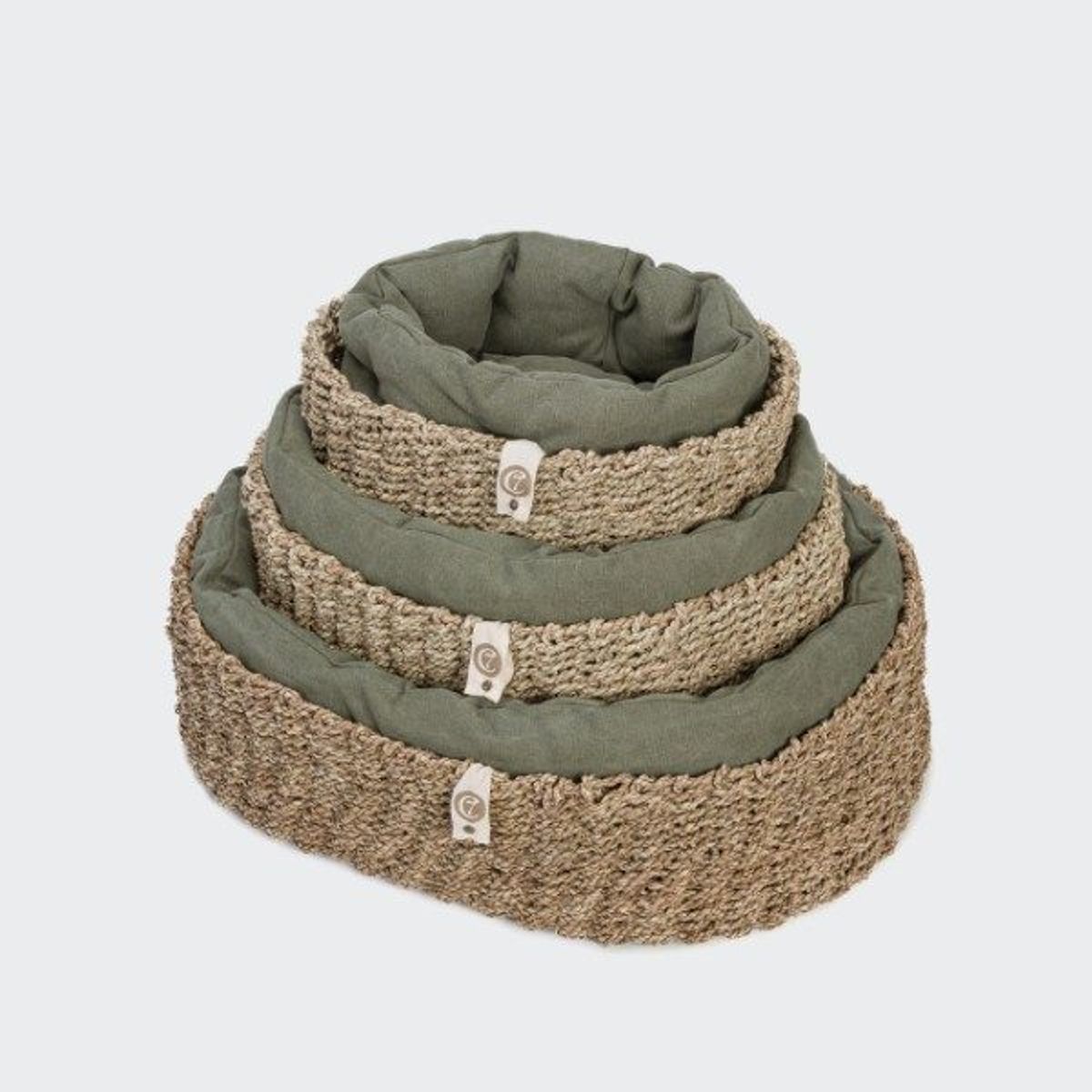 Cloud7 Basket Lazy // Rund hundekurv med blød inderpude (olive) - L