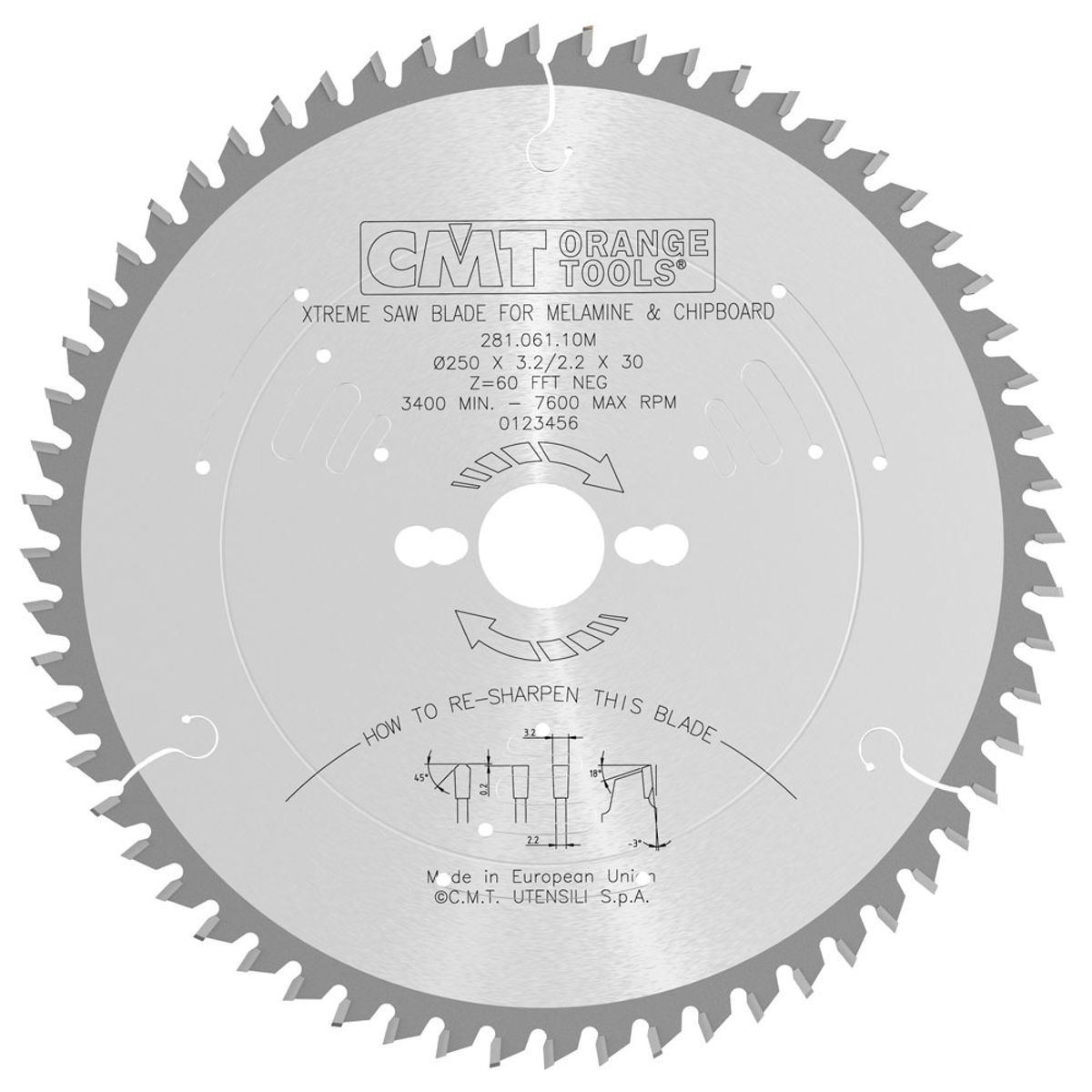 CMT Klinge 250x3,2x30 Z60 TFF Neg