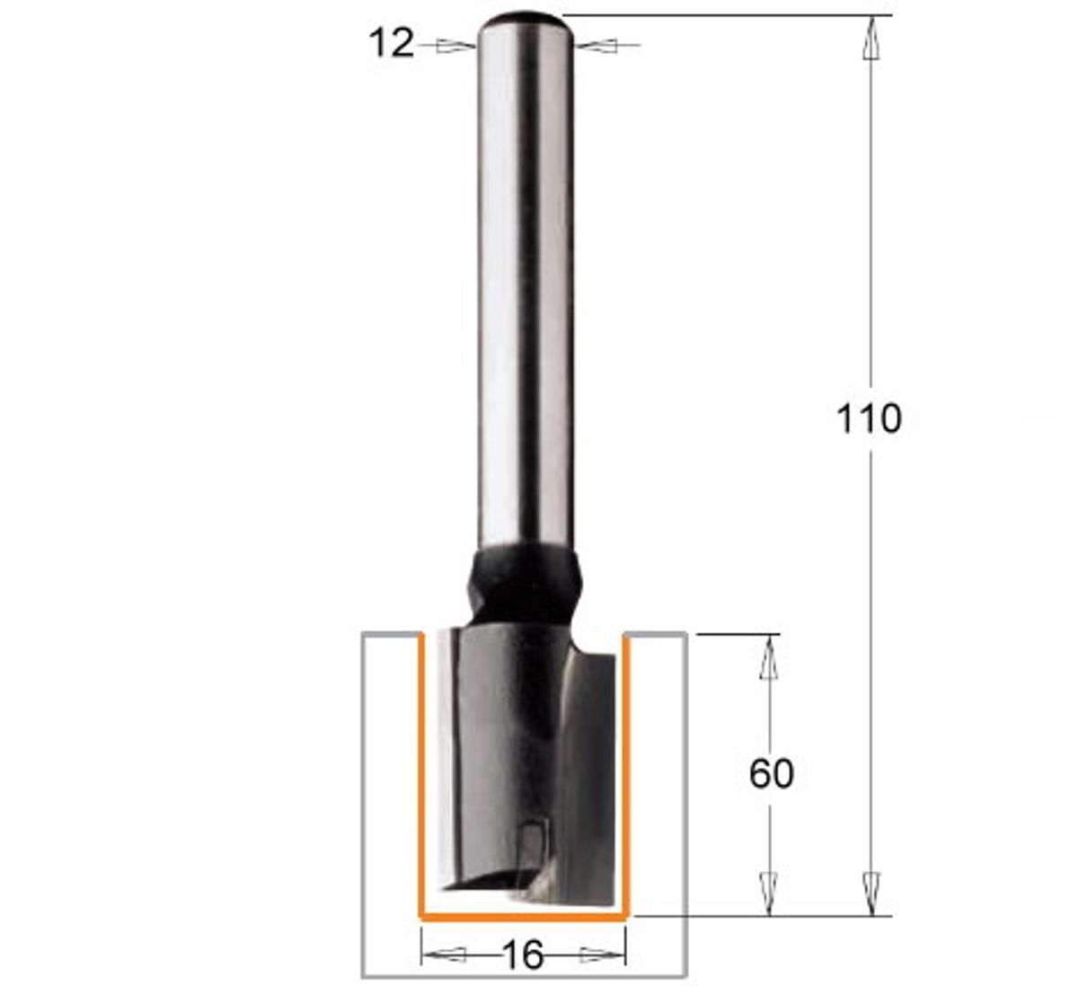 CMT Overfræsebor HM 16x60/110 K12