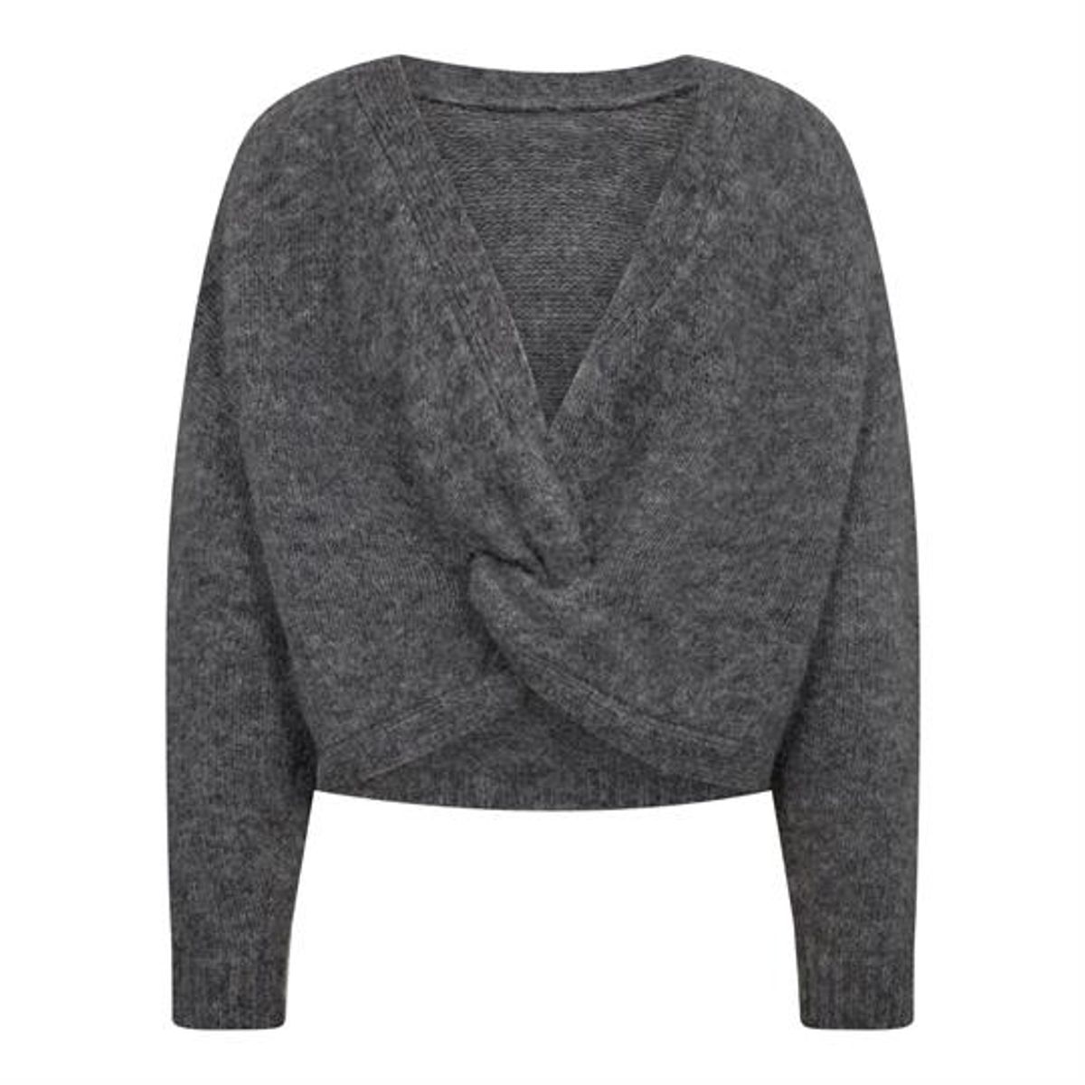 Co' Couture - Cozy Twist Back Knit - Grey Melange