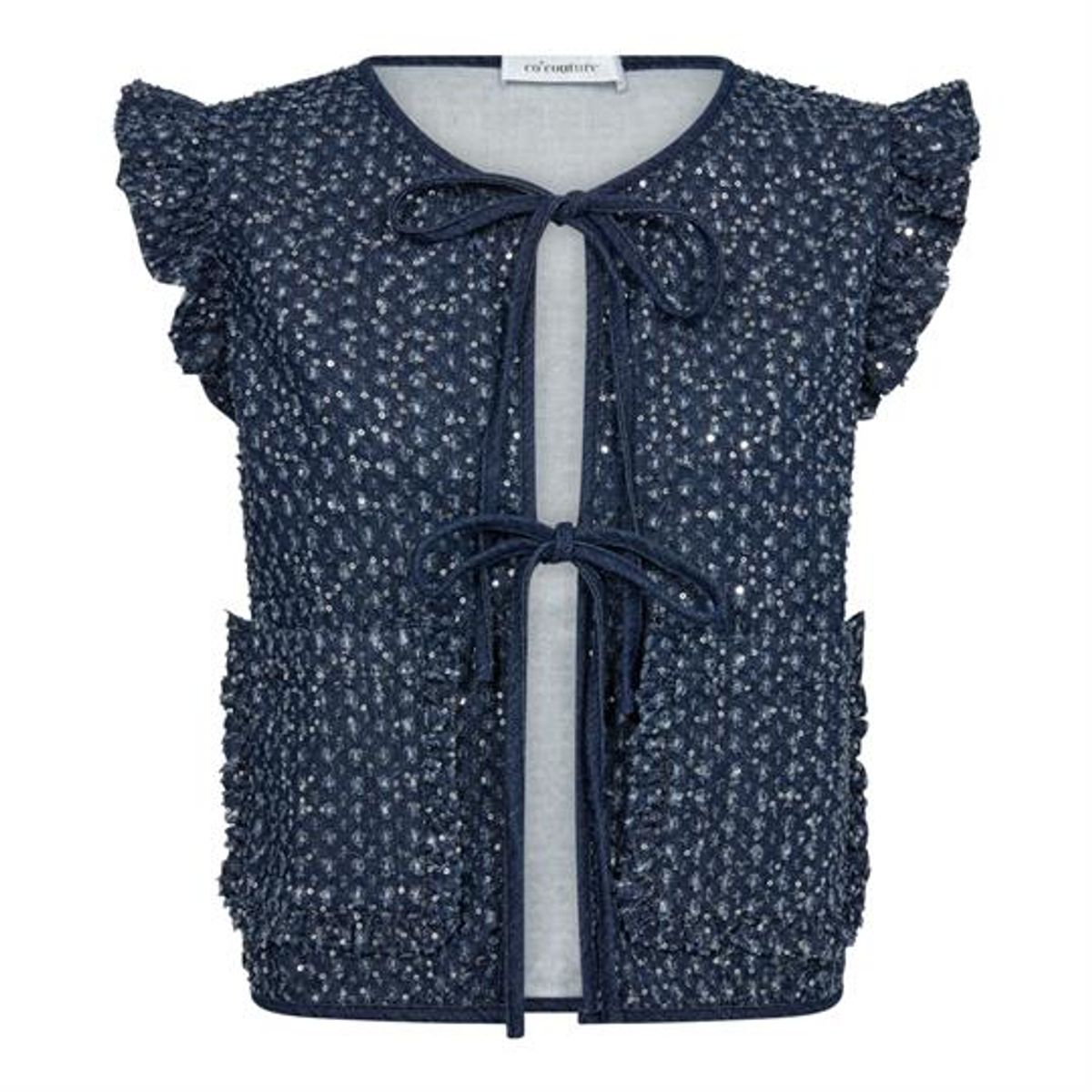 Co' Couture - Sequin Denim Vest - Denim Blue