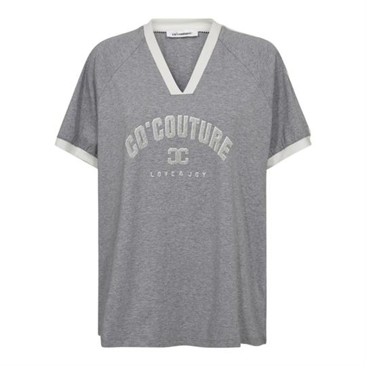 Co' Couture - Siara Oversize Sporty V-Tee - Grey Melange