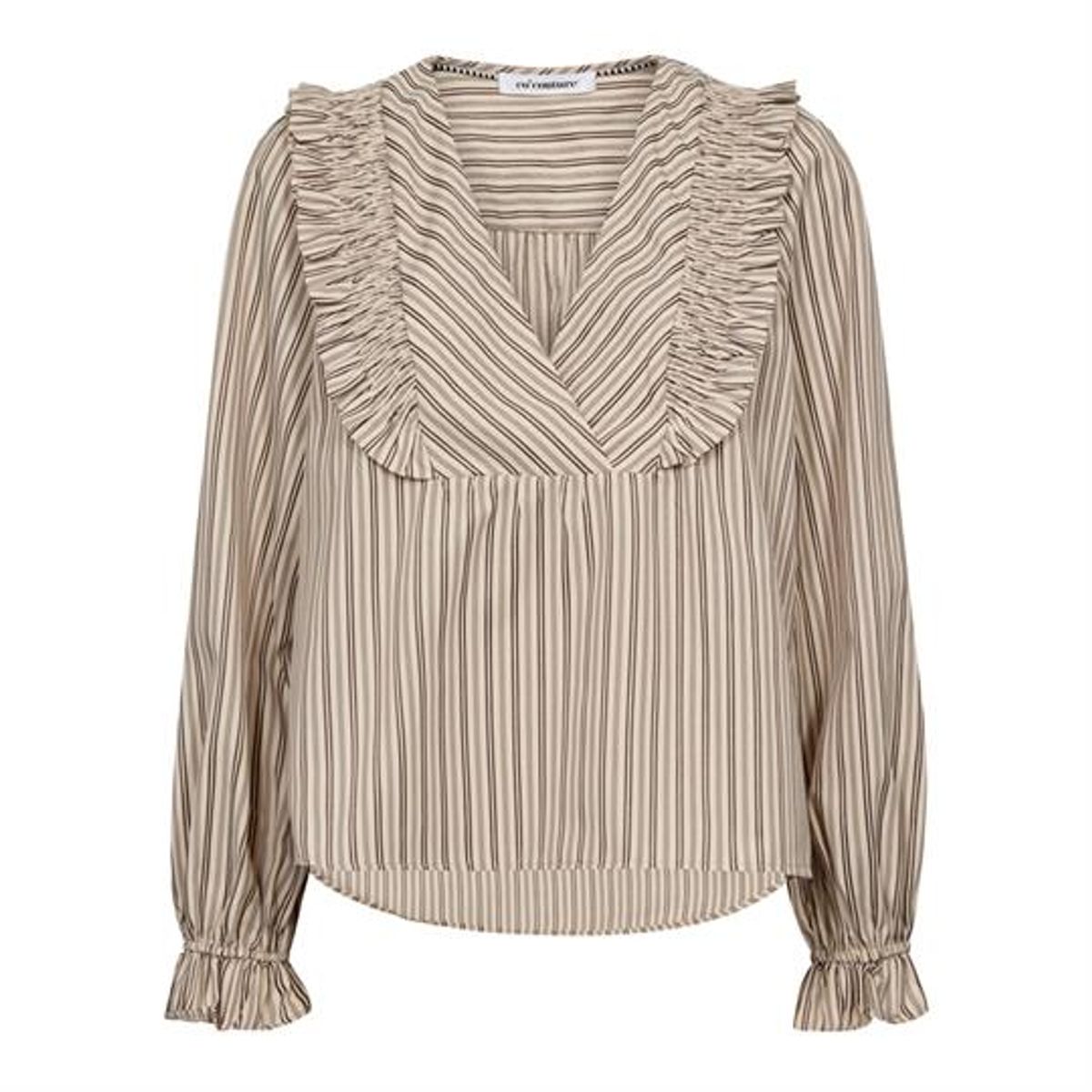 Co' Couture - Sigga Stripe Smock Frill Blouse - Powder