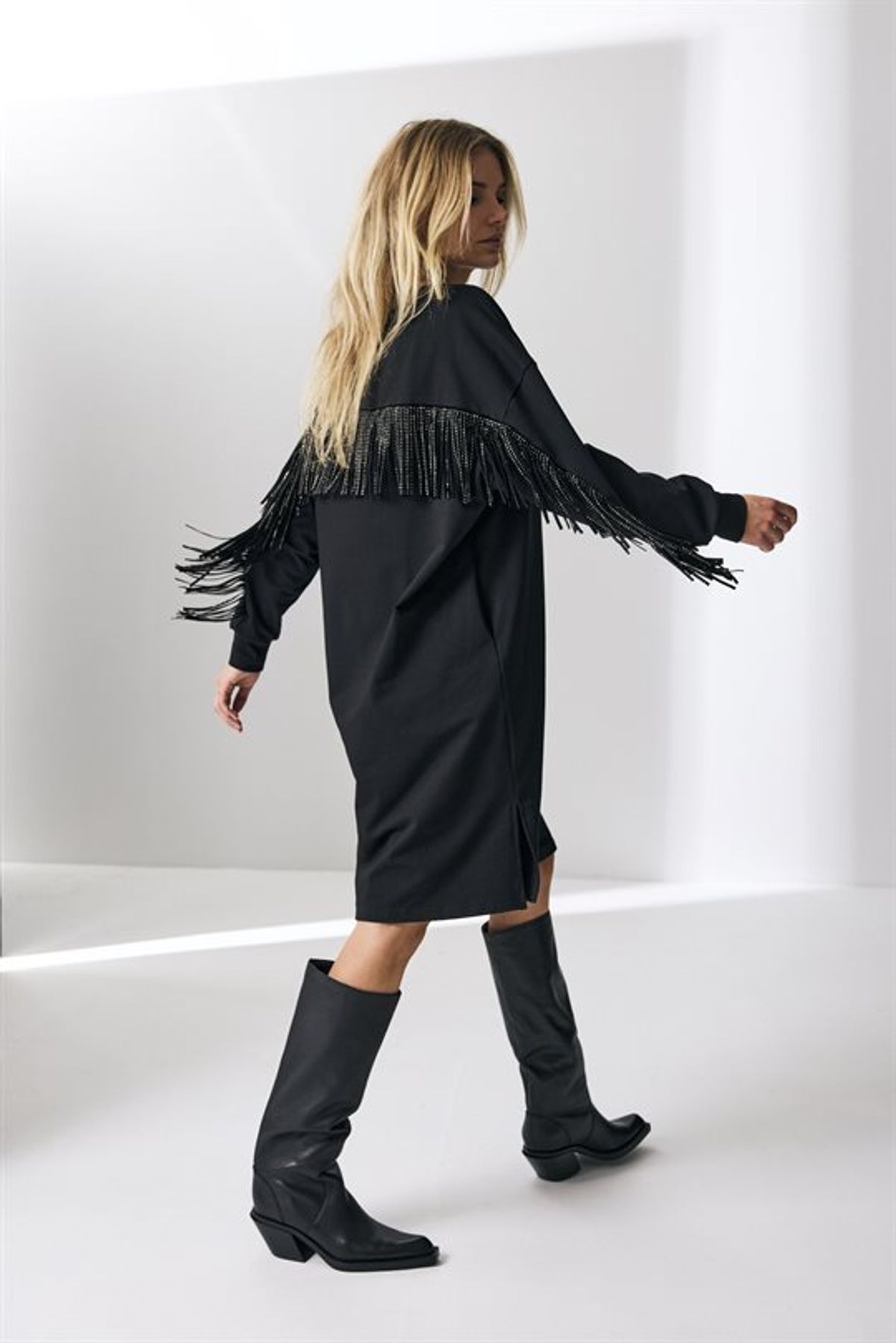 Co' Couture - Stud Fringe Sweat Dress - Black