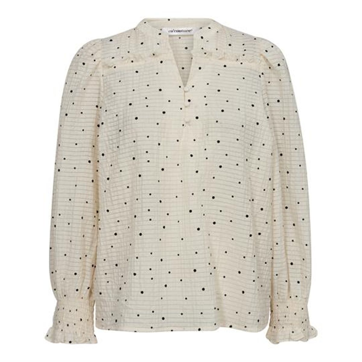 Co' Couture - Tess Dot SS Blouse - Råhvid