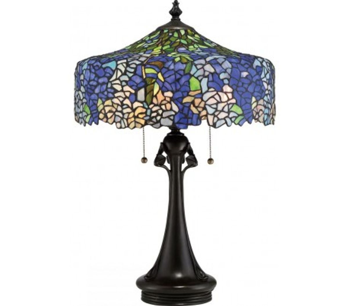 Cobalt Tiffany Bordlampe H69 cm 3 x E27 - Mørk bronze