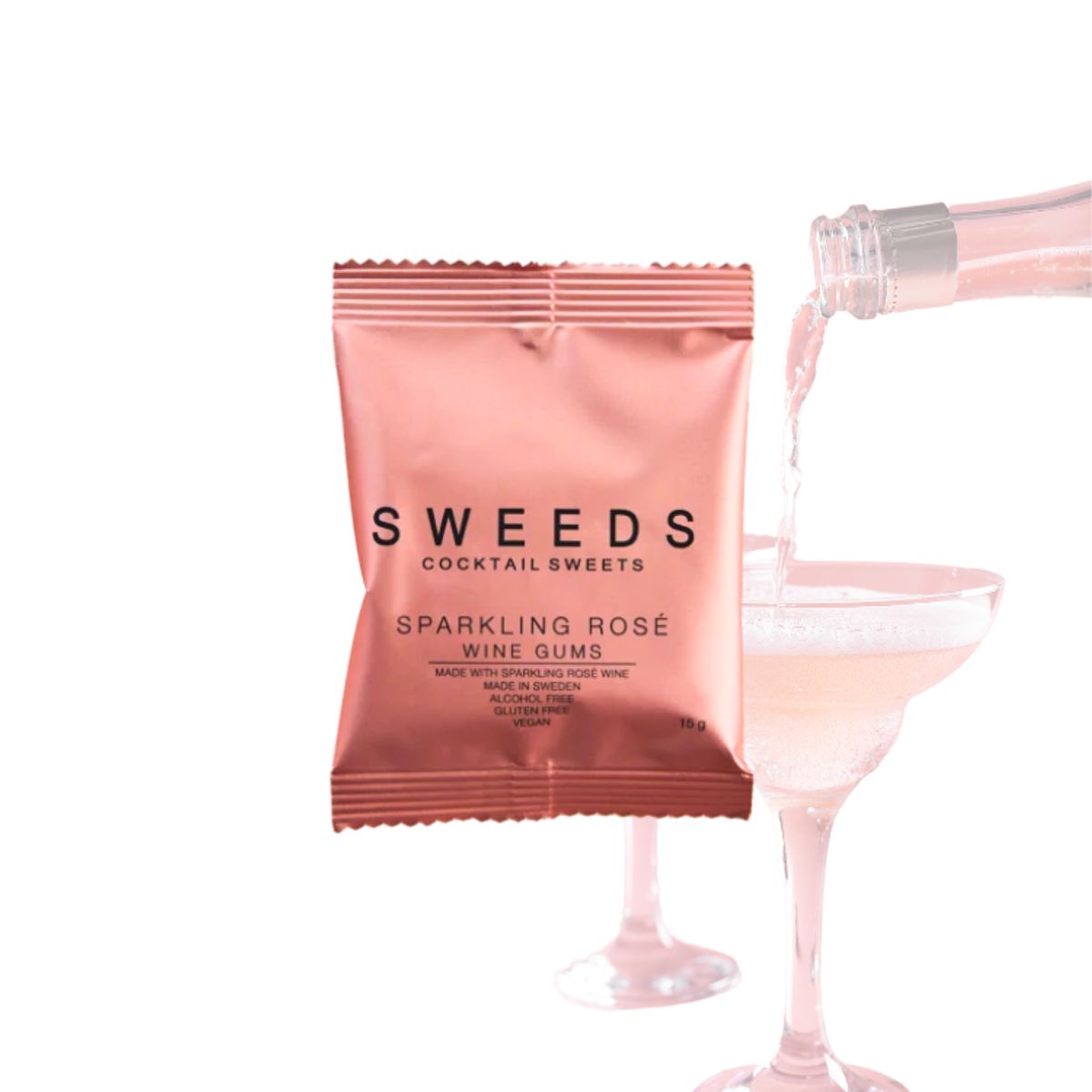 Cocktail vingummi med SPARKLING ROSÃ fra SWEEDS (Flowpack)