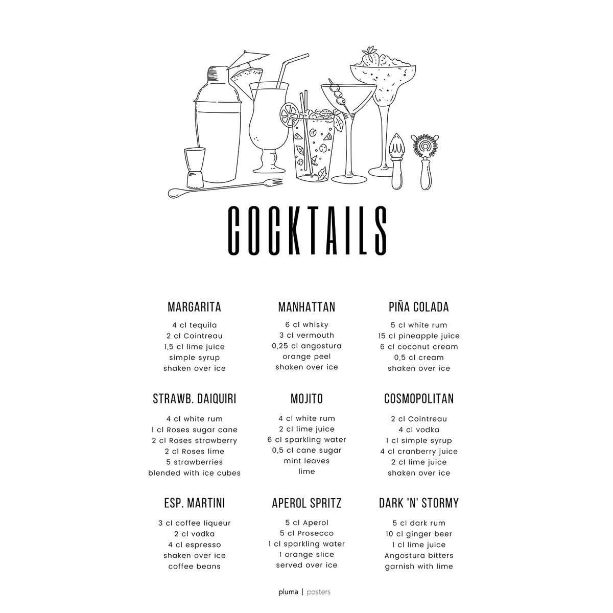 Cocktails af Pluma Posters