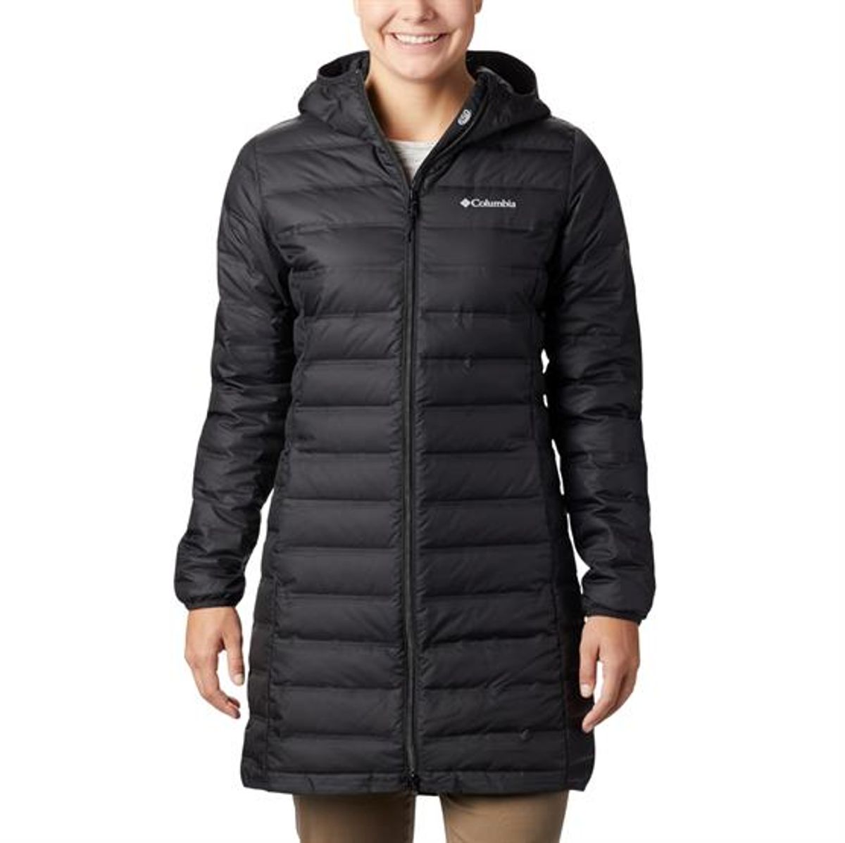 Columbia Lake 22 Down Long Hooded Jacket Womens, Black