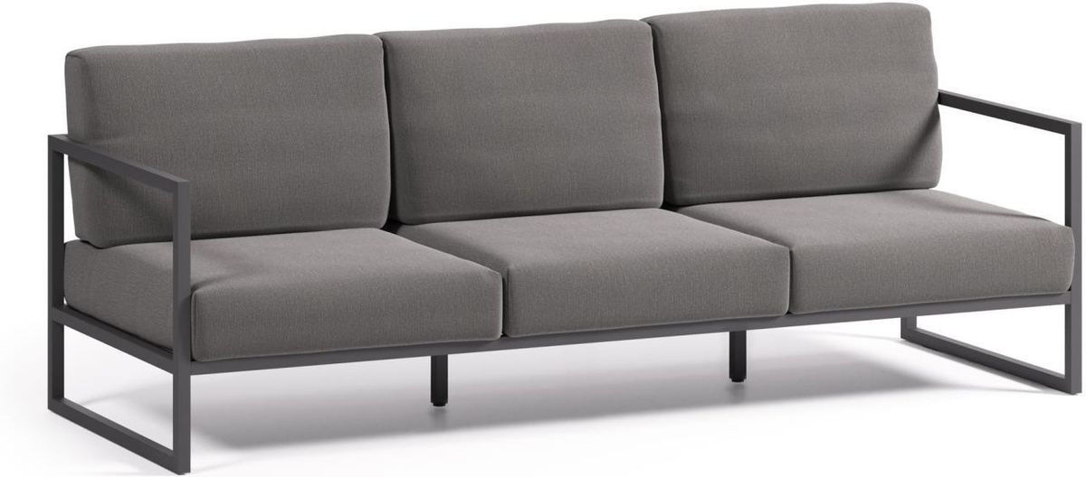 Comova, Udendørs 3-personers sofa, sort, H85x225x85 cm, aluminium