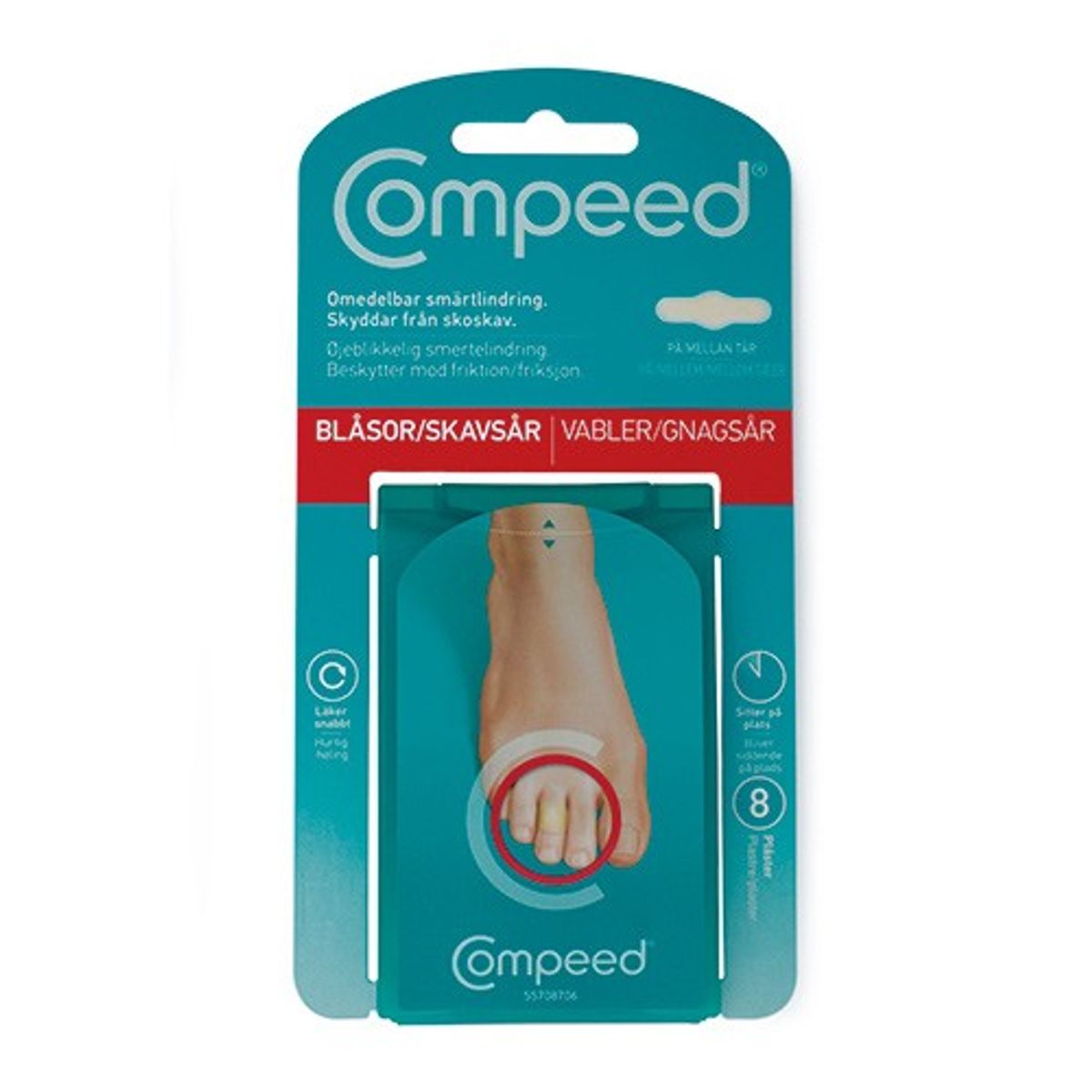 Compeed vabel plaster ml. tær 8 stk. - 1 pakke - Compeed