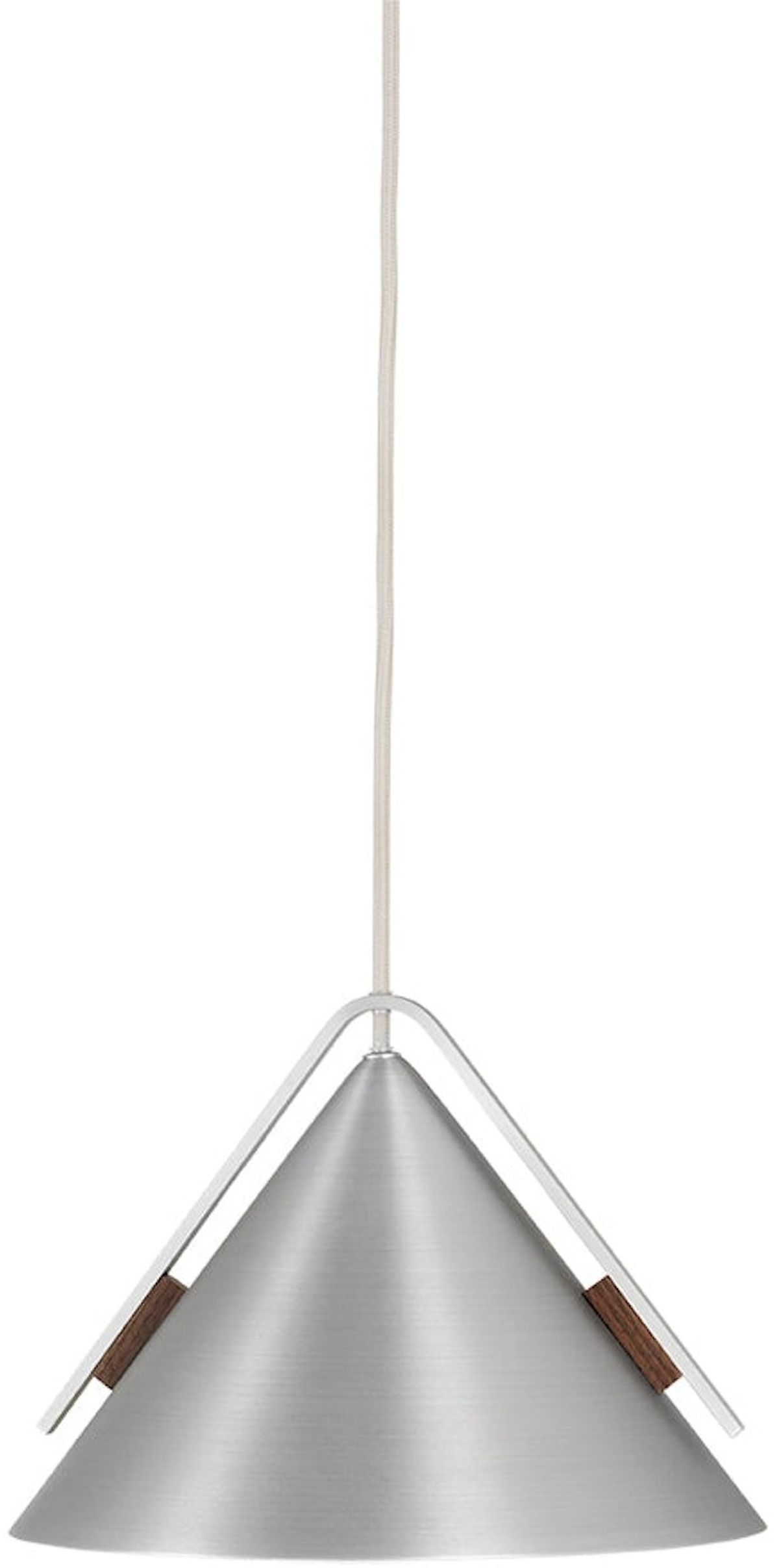 Cone, Pendellampe, sølv, H25x20 cm, aluminium, valnød