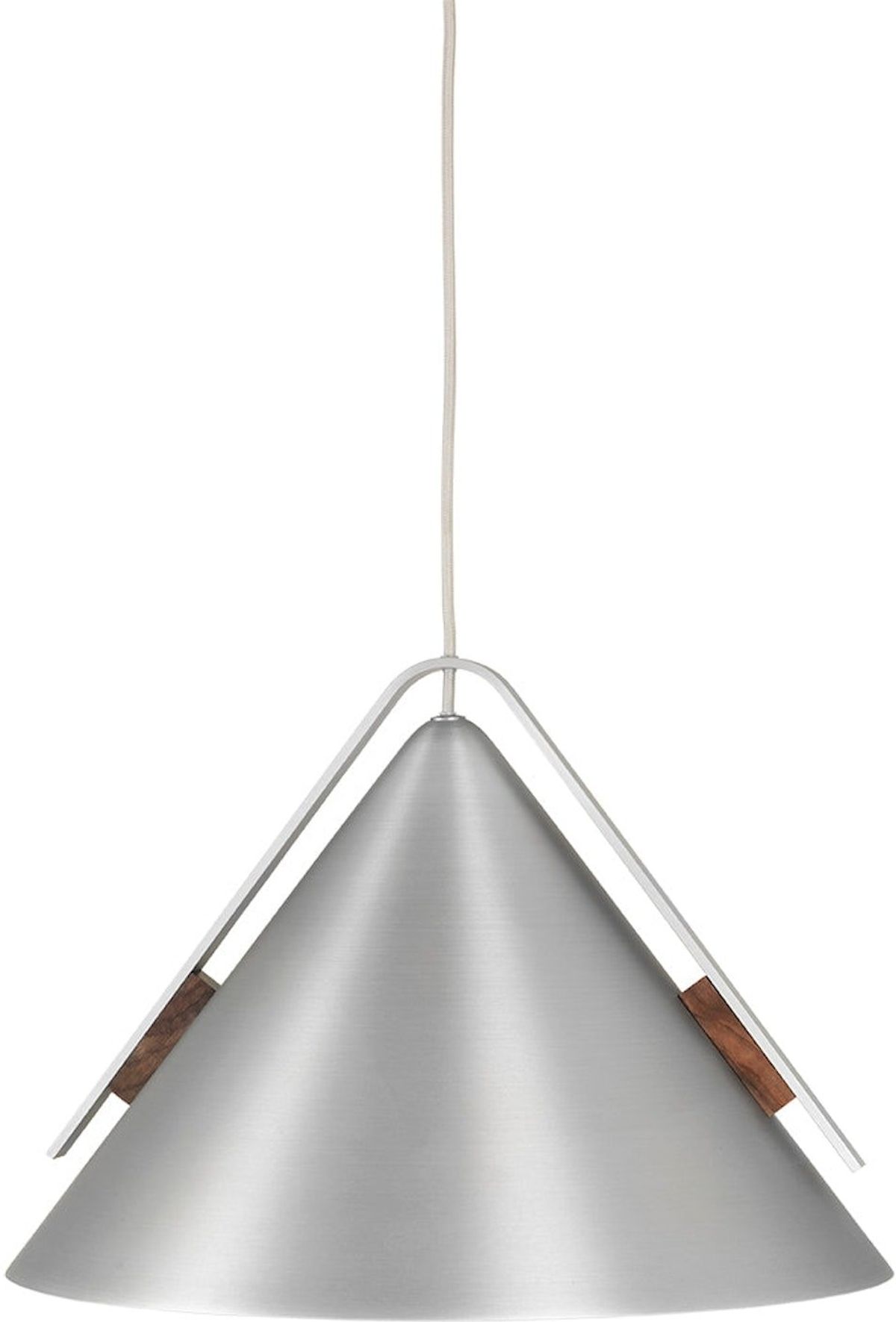 Cone, Pendellampe, sølv, H40x30 cm, aluminium, valnød