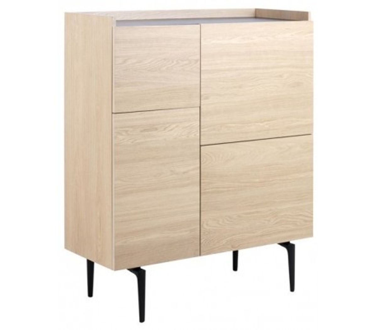 Connect Highboard i stål og egetræsfinér H121 cm - Sort/Natur