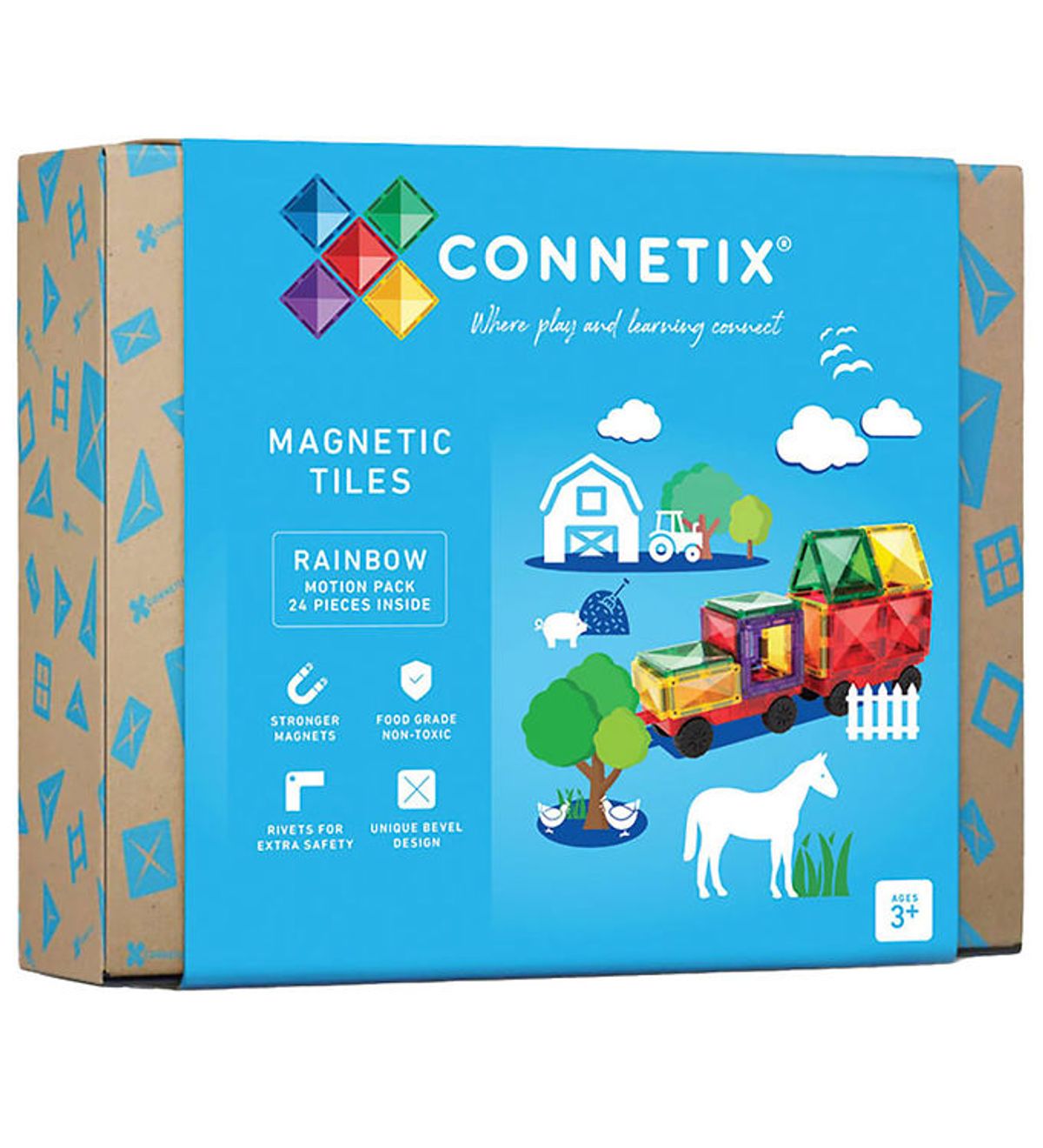 Connetix Magnetsæt - 24 Dele - Rainbow Motion Pack