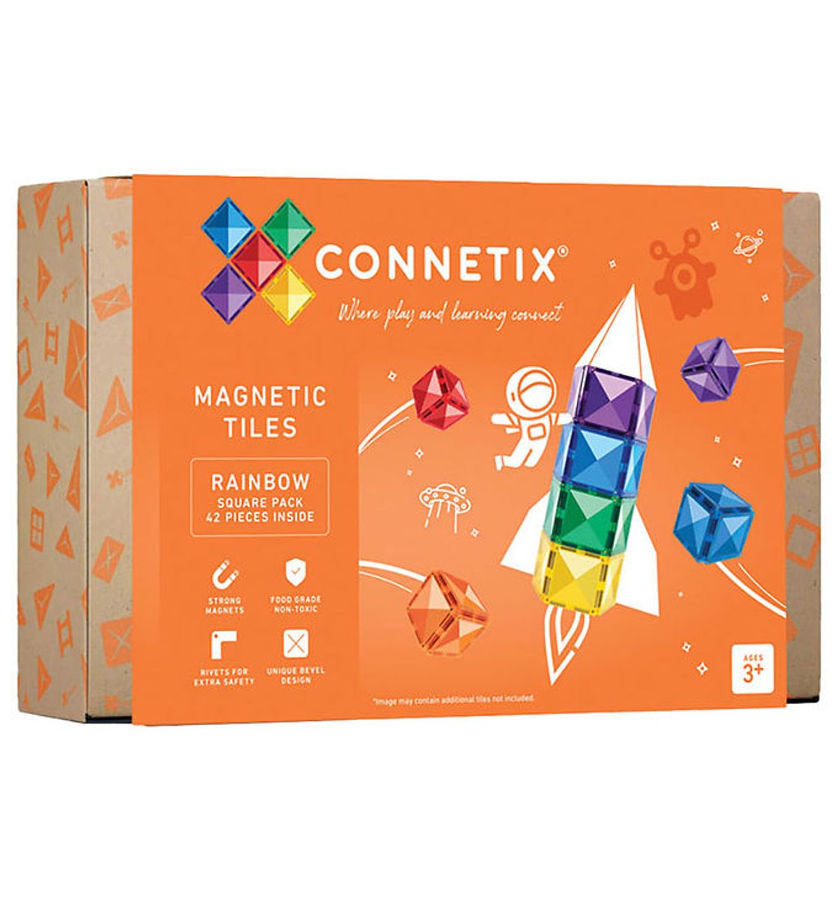 Connetix Magnetsæt - 42 Dele - Rainbow Square