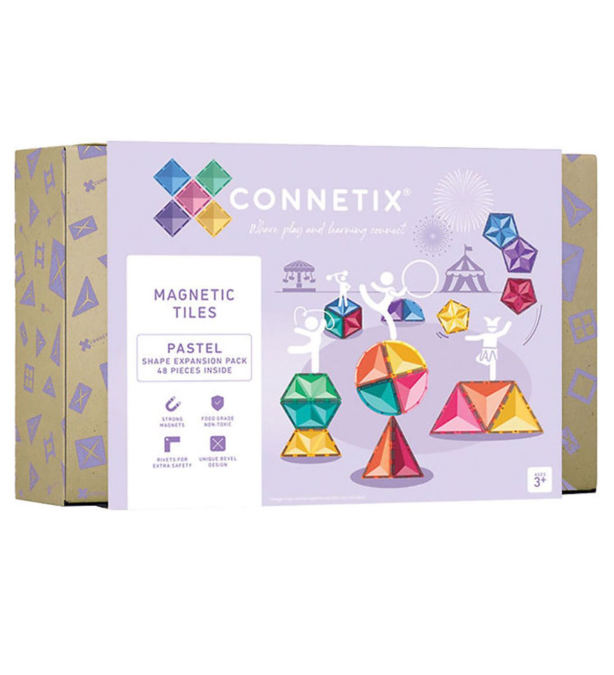 Connetix Magnetsæt - 48 Dele - Pastel Shape Expansion Pack