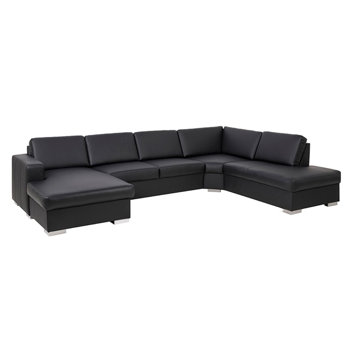 Construct U-sofa m/open end og chaiselong - stof/læder