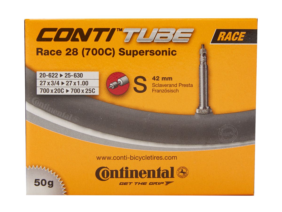 Continental Race 28 Supersonic - Cykelslange - Str. 700x20-25c - 42 mm racerventil