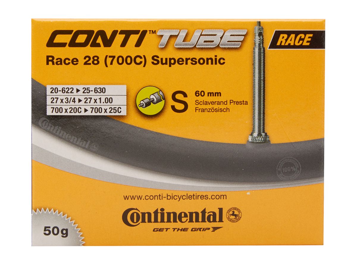 Continental Race 28 Supersonic - Cykelslange - Str. 700x20-25c - 60 mm racerventil