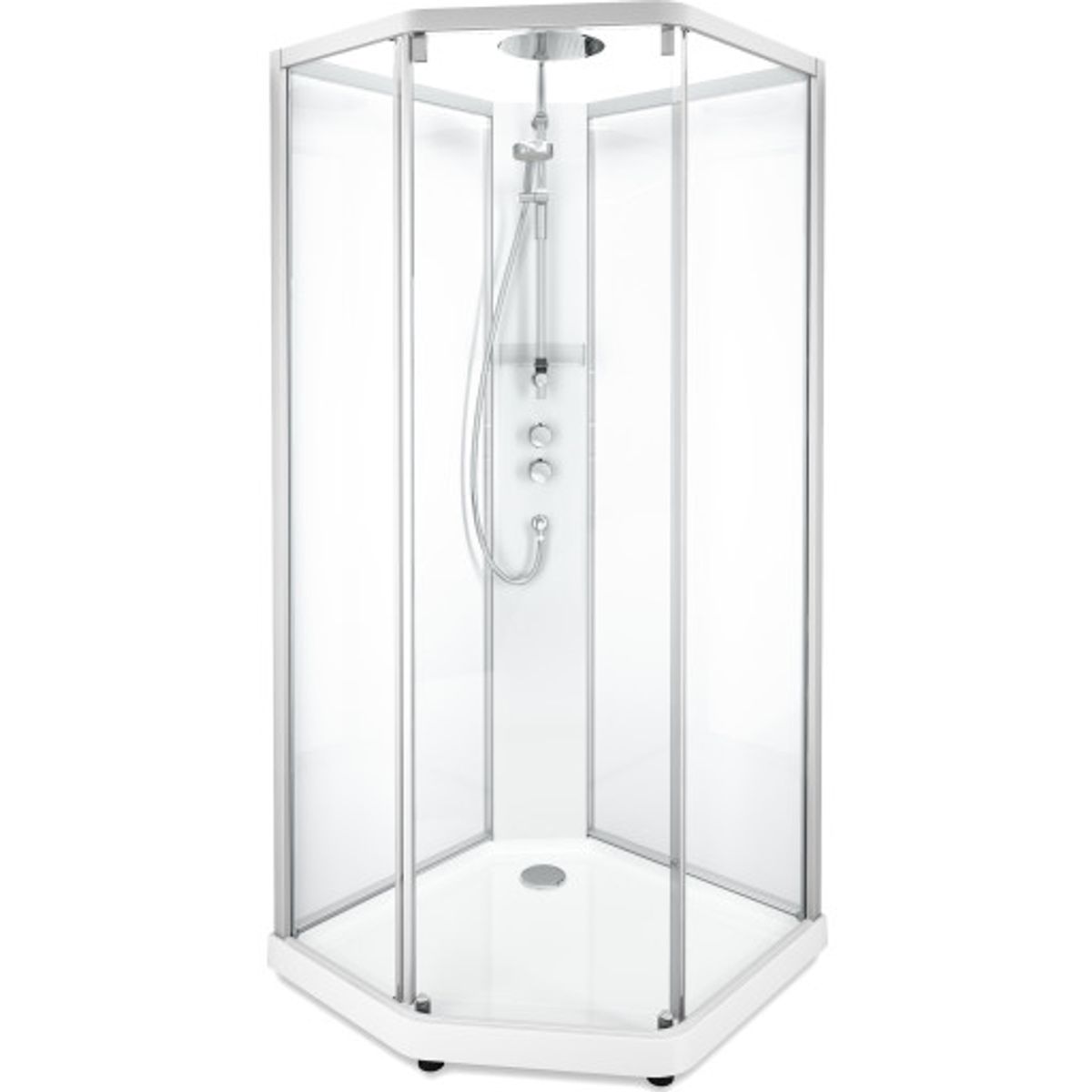 Contura Shower Showerama brusekabine-pakke, 80x90 cm, børstet aluminiums profil, klart glas