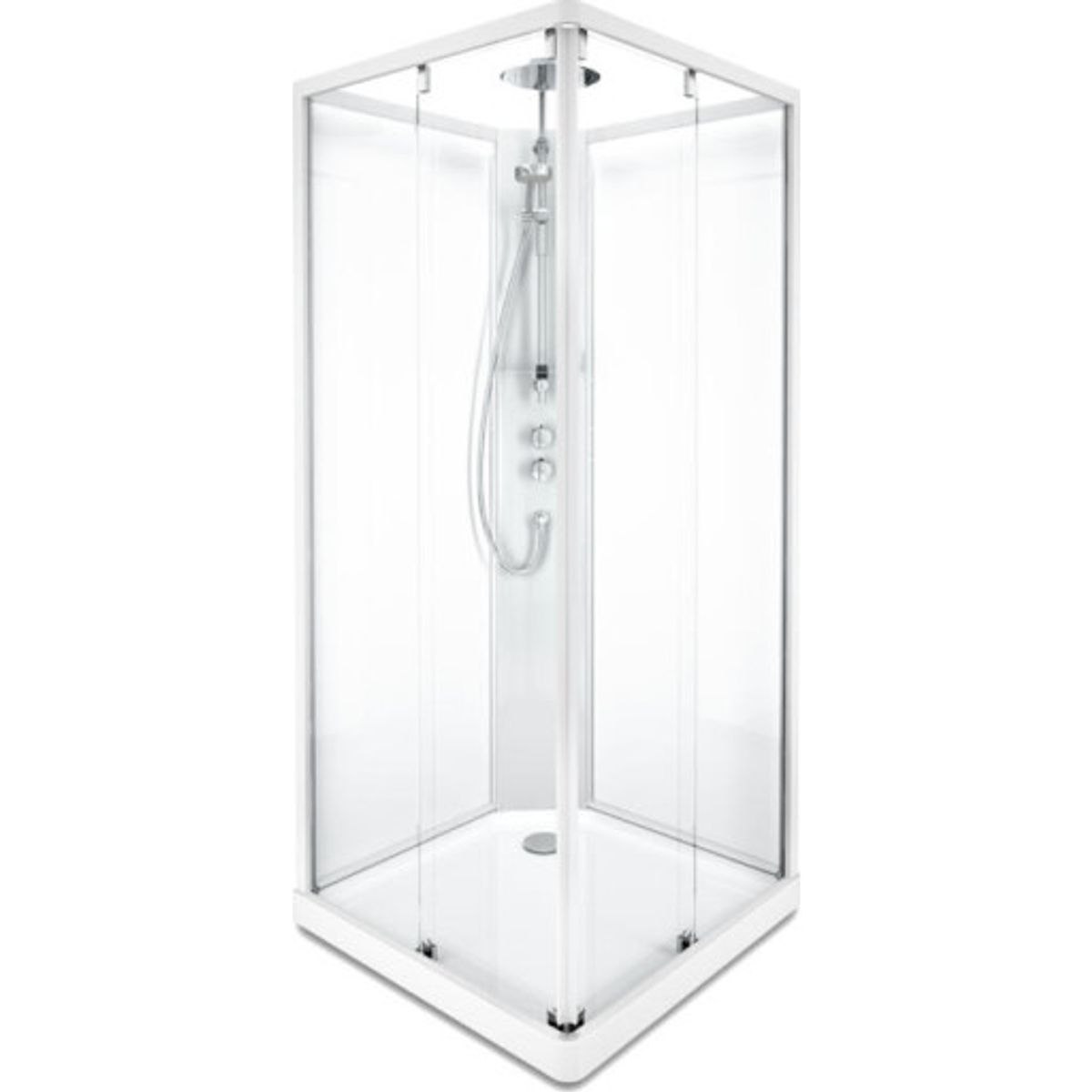 Contura Shower Showerama brusekabine-pakke, 90x90 cm, hvid profil, klart/frostet glas