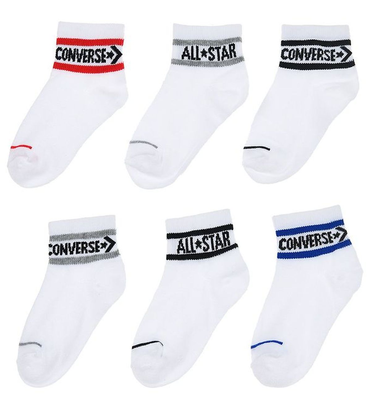 Converse Strømper - 6-pak - Quarter - Hvid m. Logo