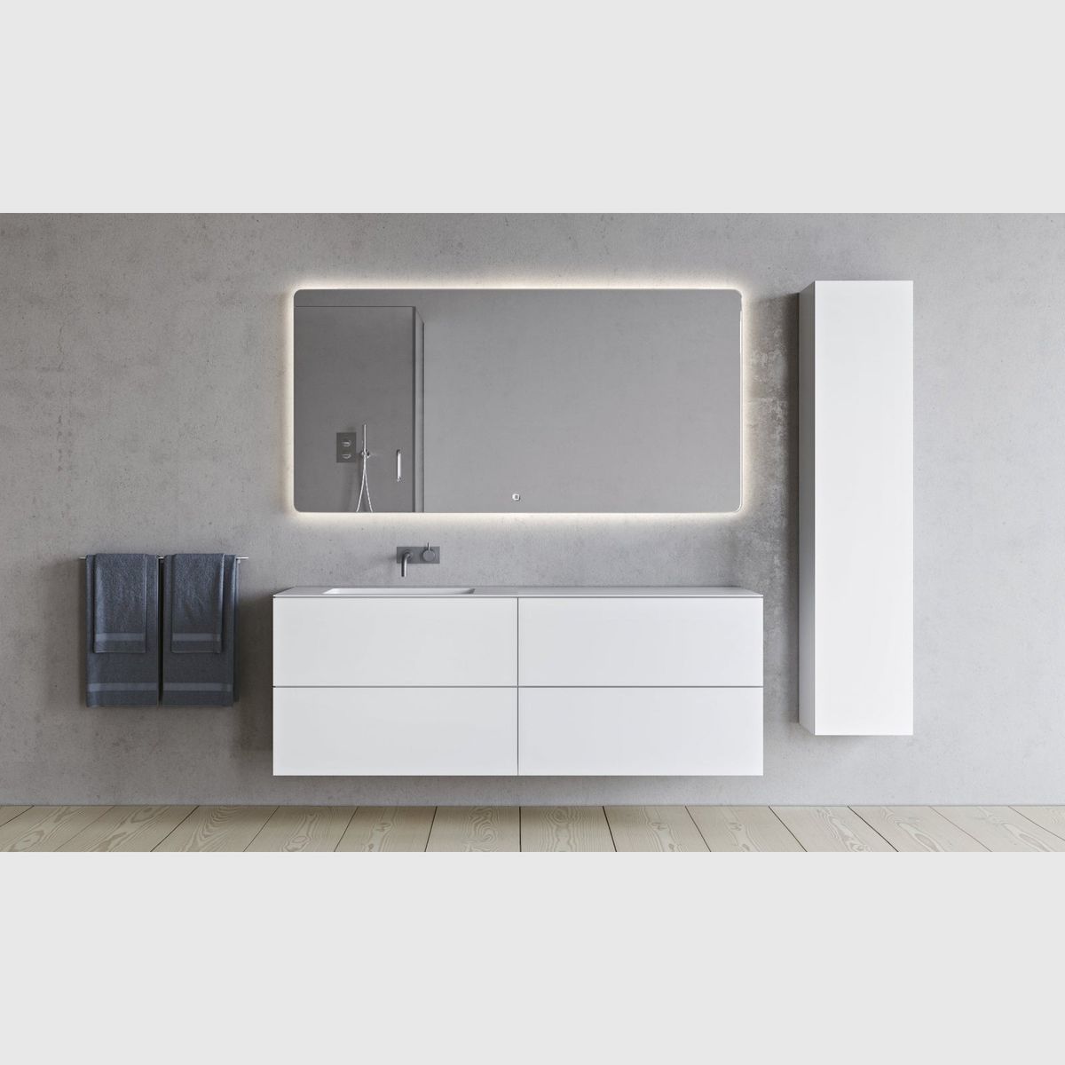 Copenhagen Bath SQ2 160 dobbelt kabinet med venstre vask - mat hvid