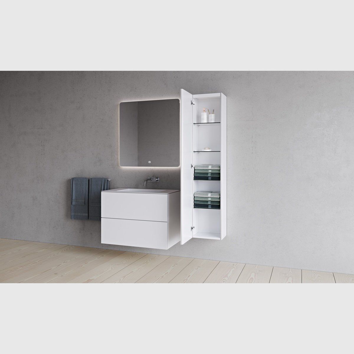 Copenhagen Bath SQ2 80 dobbelt kabinet med center vask - mat hvid