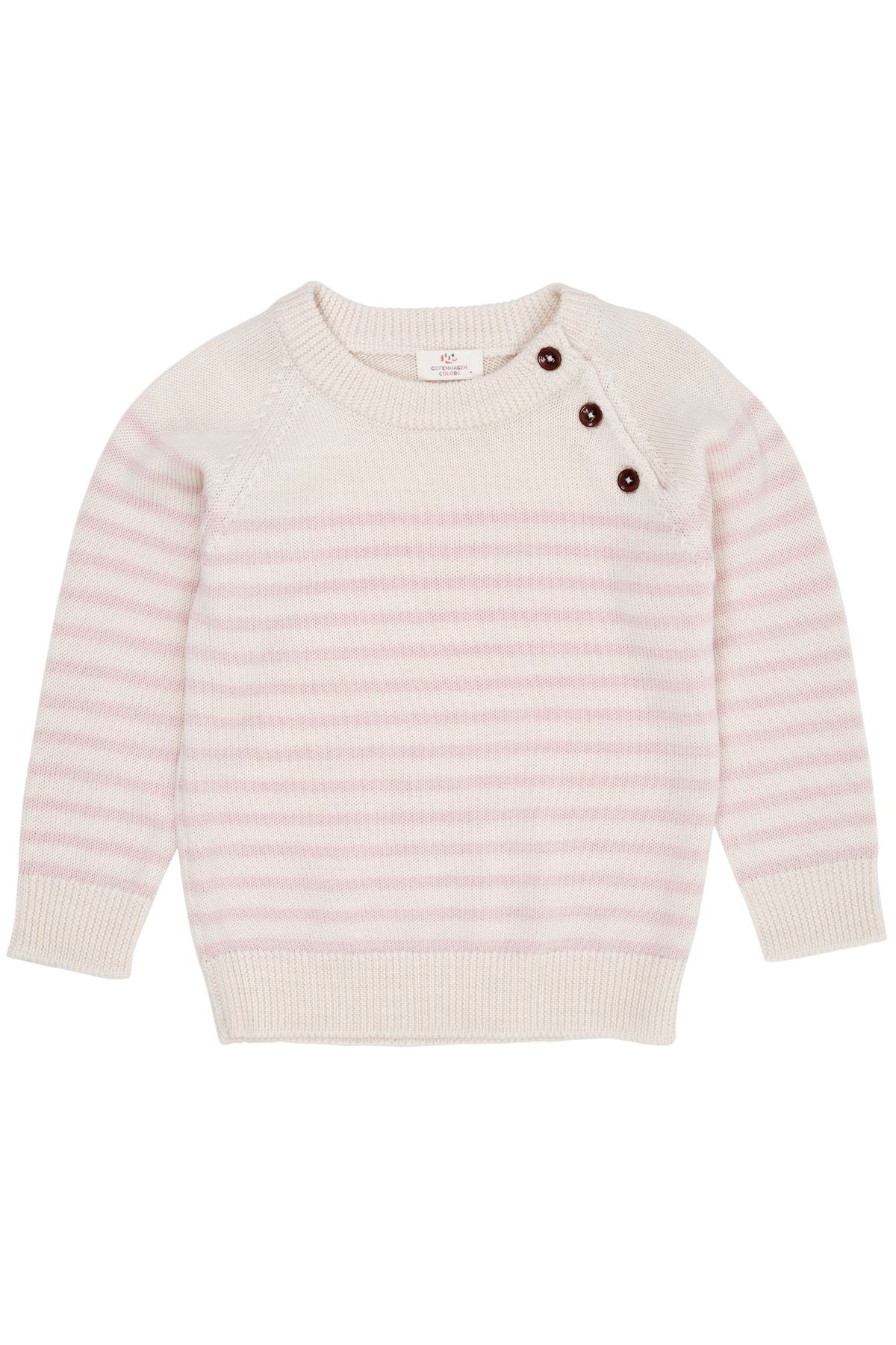 Copenhagen Colors Merino Classic Striped Pullover - Cream/Dusty Rose - 86 cm